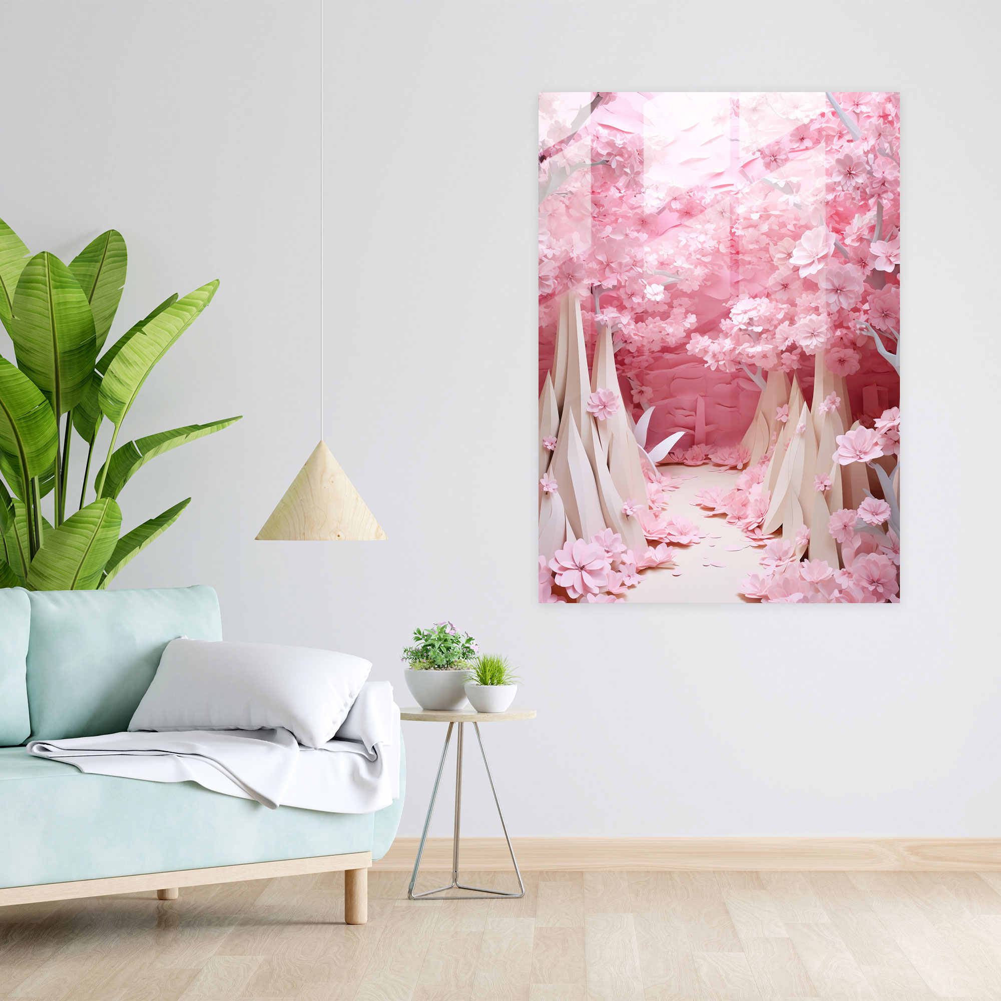 Origami Glass Print - Tranquil Garden - Origami, Wall Decoration, Origami, Glass Print