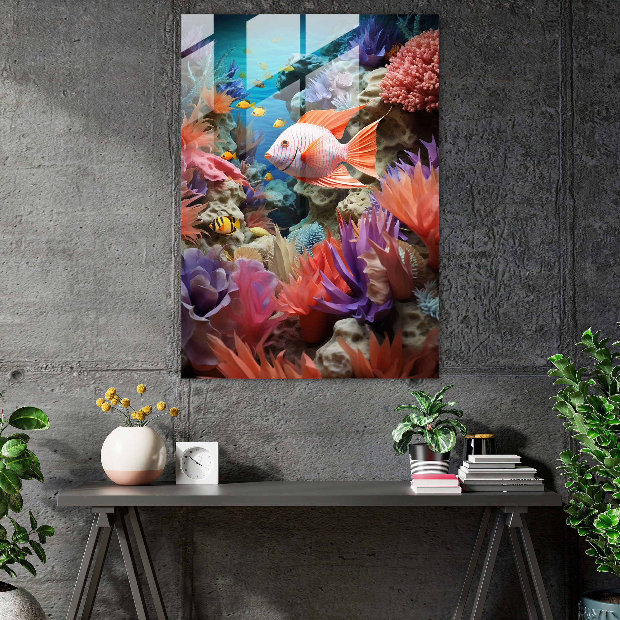 Origami Glass Wall Art - Marine Paradise - Origami, Origami, Underwater Paradise, Coral Reefs