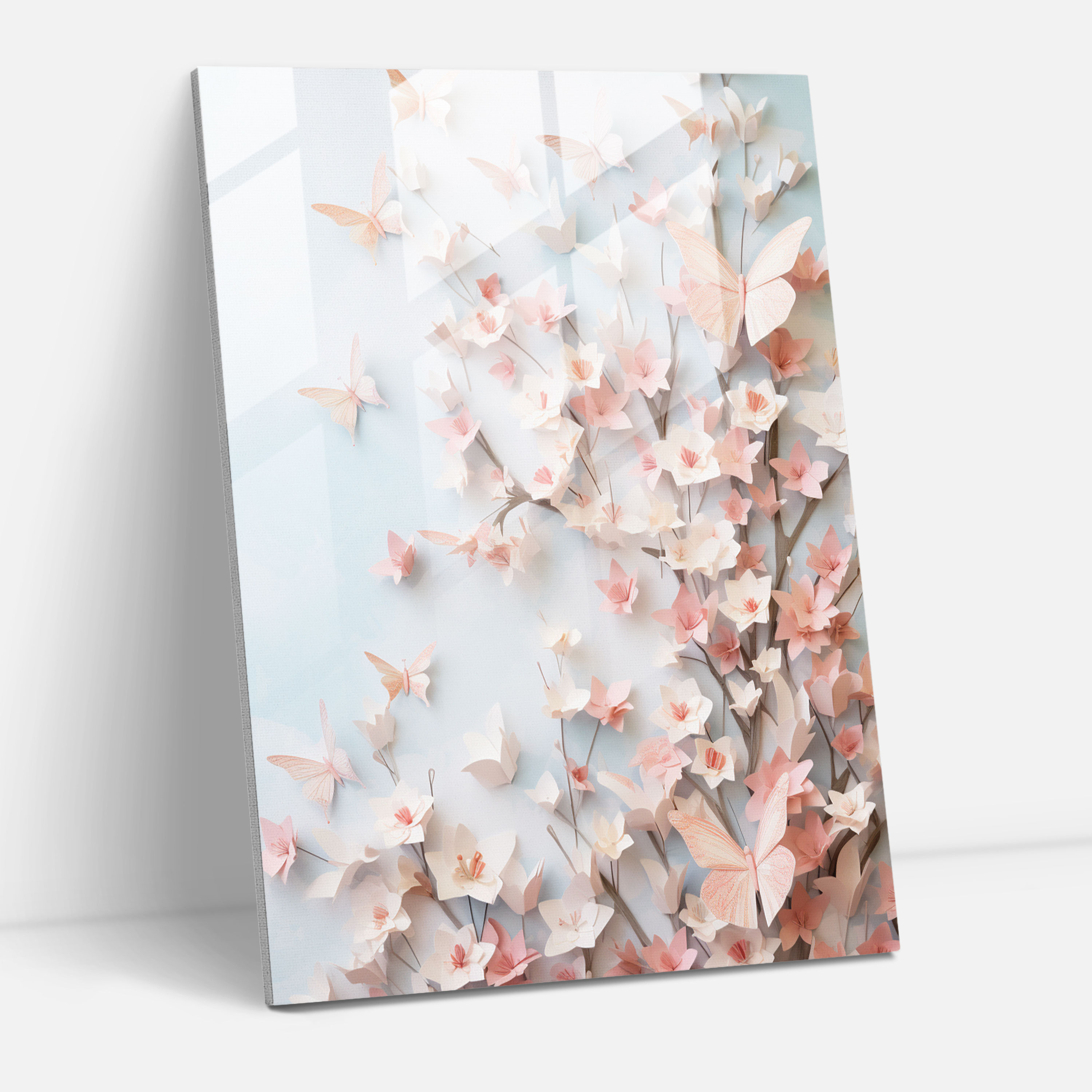 Origami Glass Wall Art - Delicate Butterflies - Origami, Glass Print, Home Decoration, Serene Garden