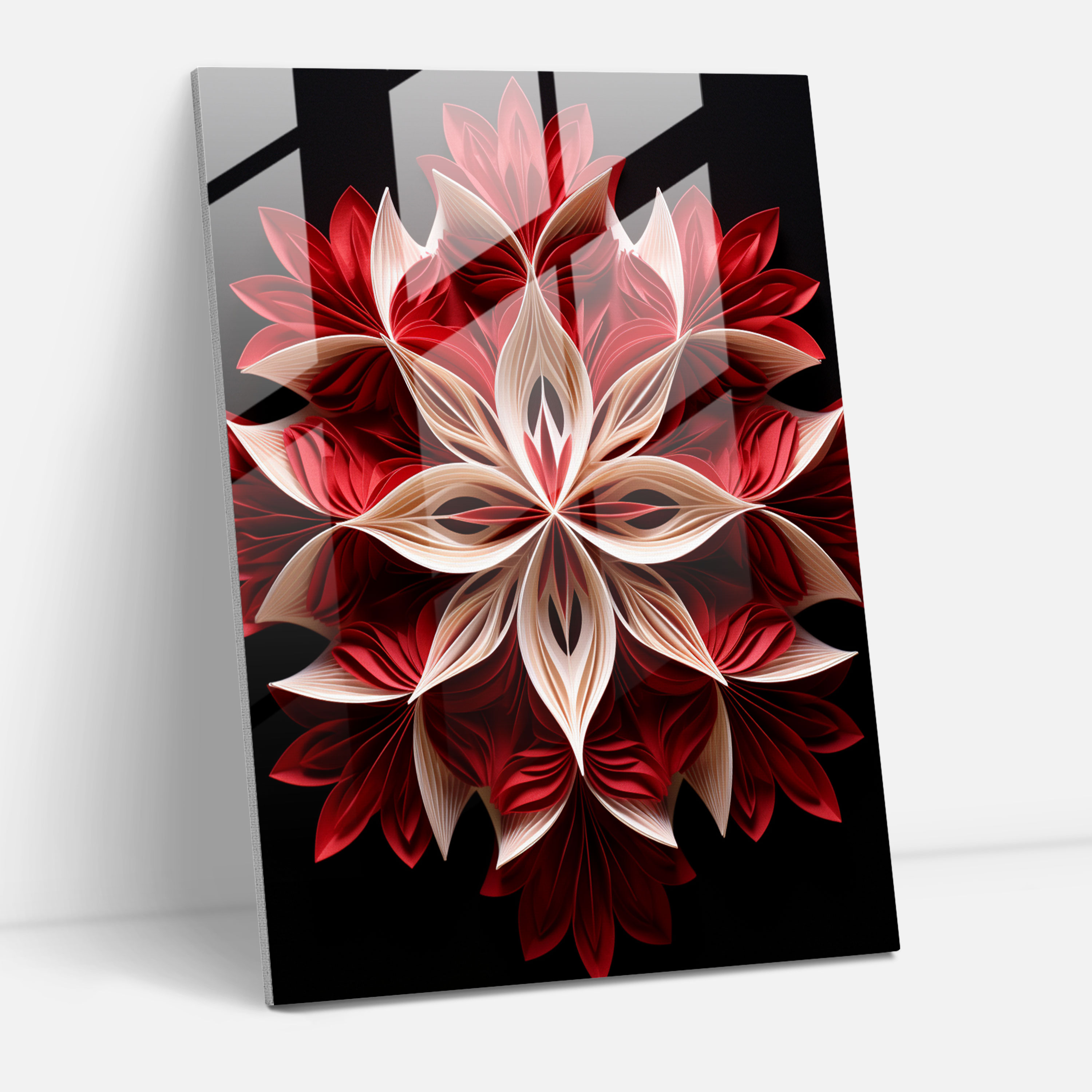Symmetrical Origami Glass Wall Art - Origami, Glass Art, Intricately Folded, Symmetrical Design