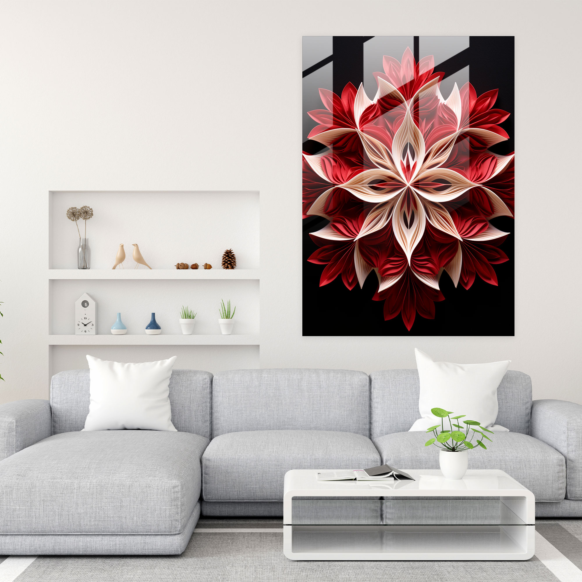 Symmetrical Origami Glass Wall Art - Origami, Glass Art, Intricately Folded, Symmetrical Design