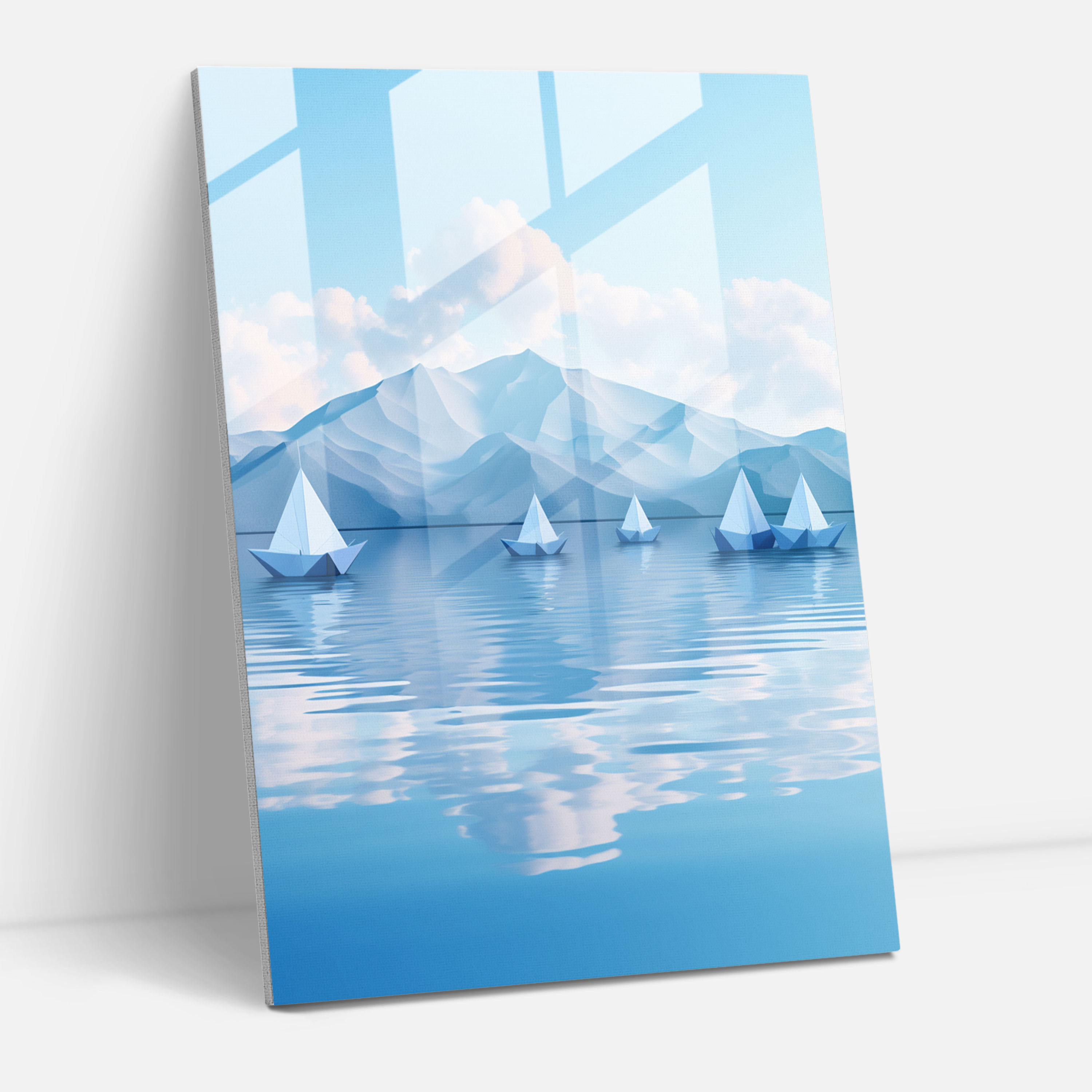 Origami Boats Glass Wall Art - Origami, Origami Boats, Serenity, Nature