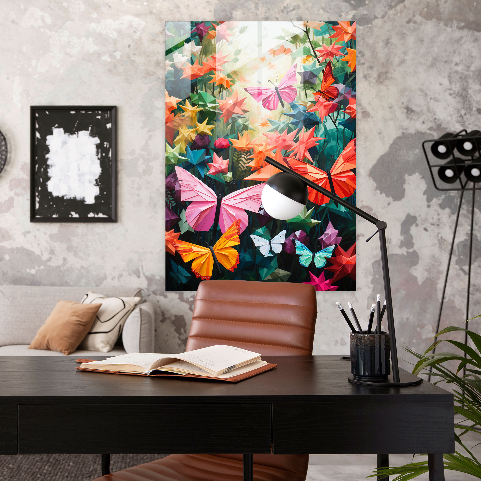 Dreamy Garden Origami Glass Print - Origami, Origami, Glass Art, Home Decoration