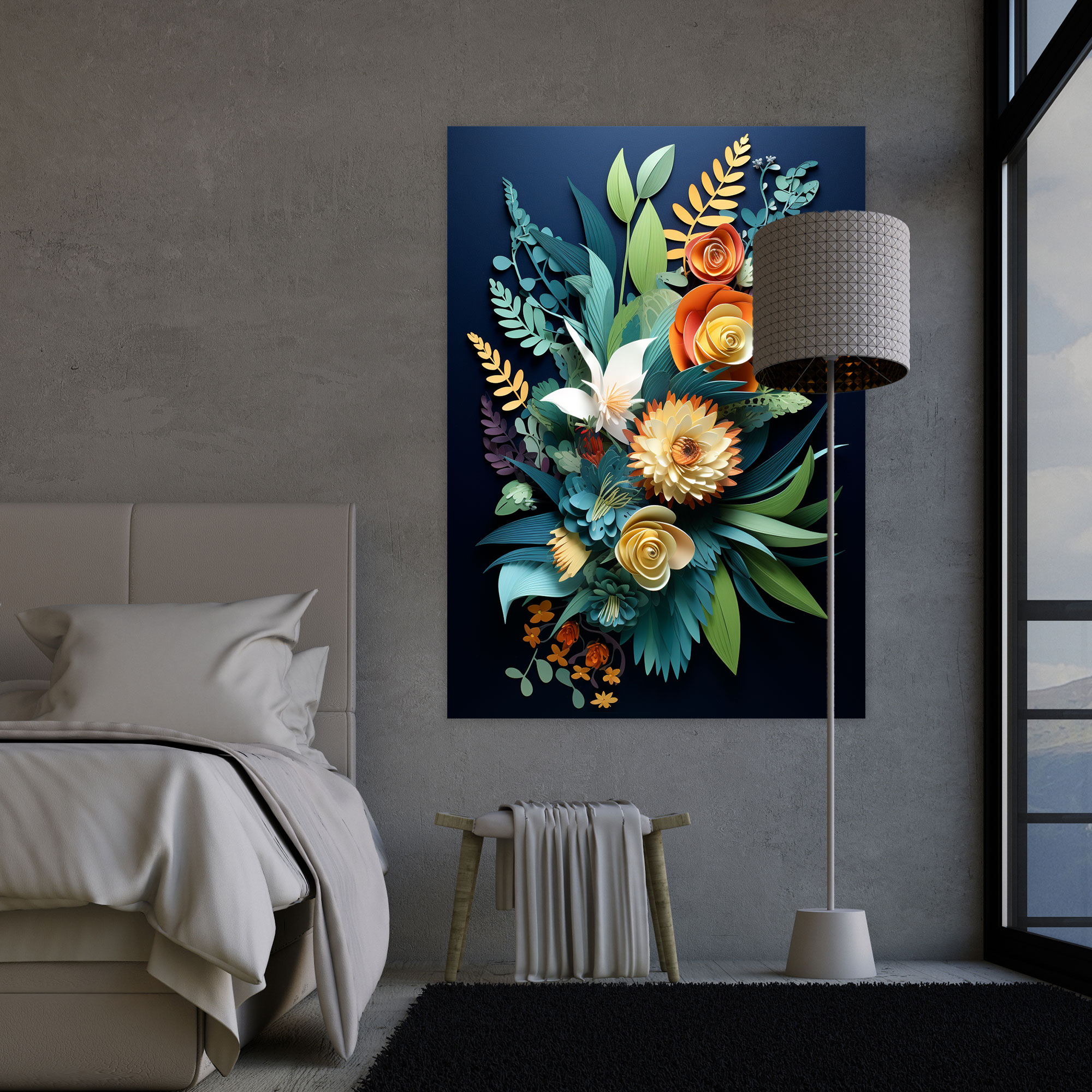 Botanical Origami Wall Art - Origami, Canvas Print, Home Decoration, Canvas