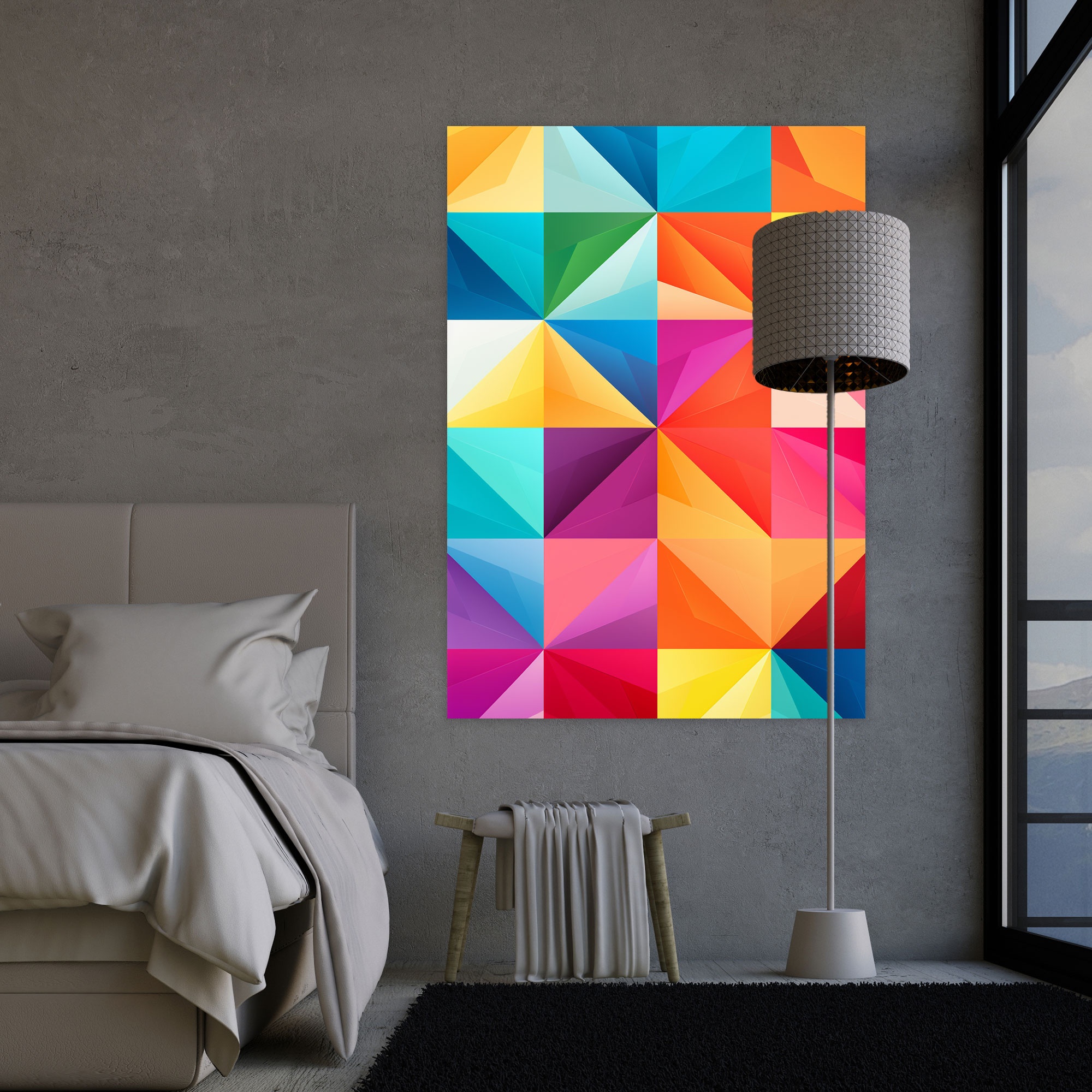 Geometric Origami Wall Art - Origami, Canvas, Geometric, Vibrant Colors