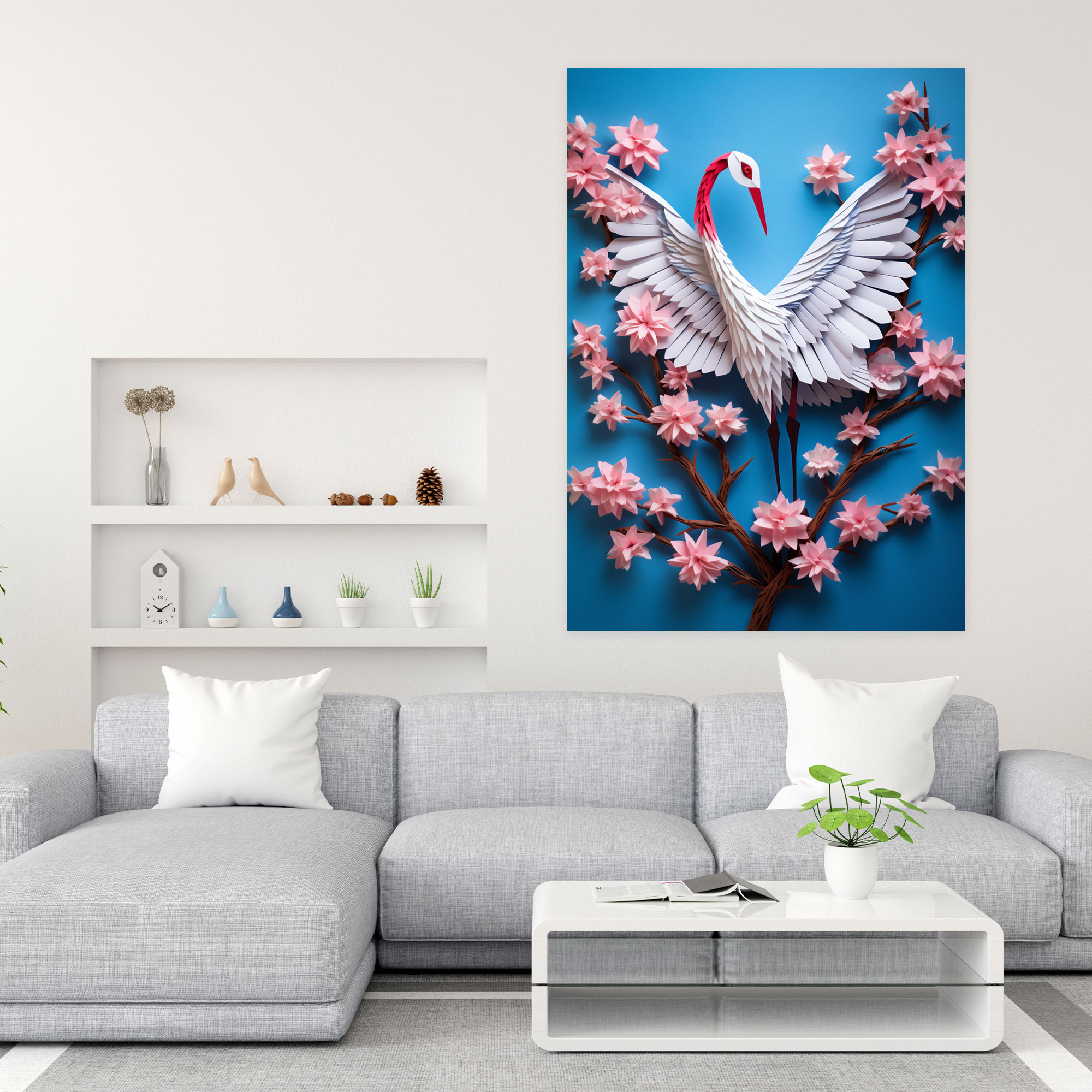 Cherry Blossom Origami Canvas Print - Origami, Crane, Japanese Traditions, Origami