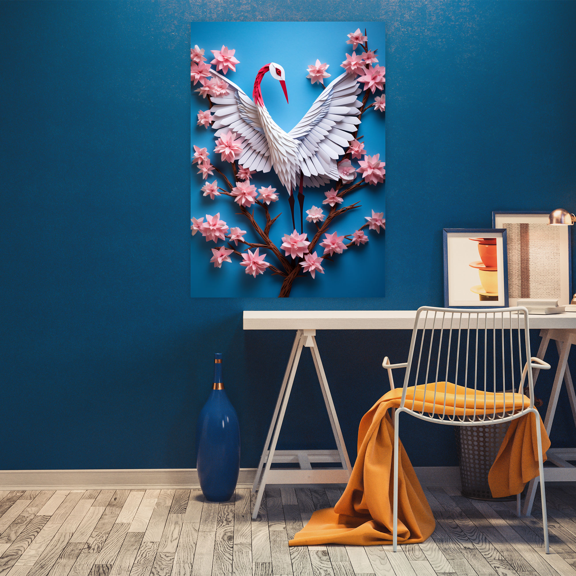 Cherry Blossom Origami Canvas Print - Origami, Crane, Japanese Traditions, Origami