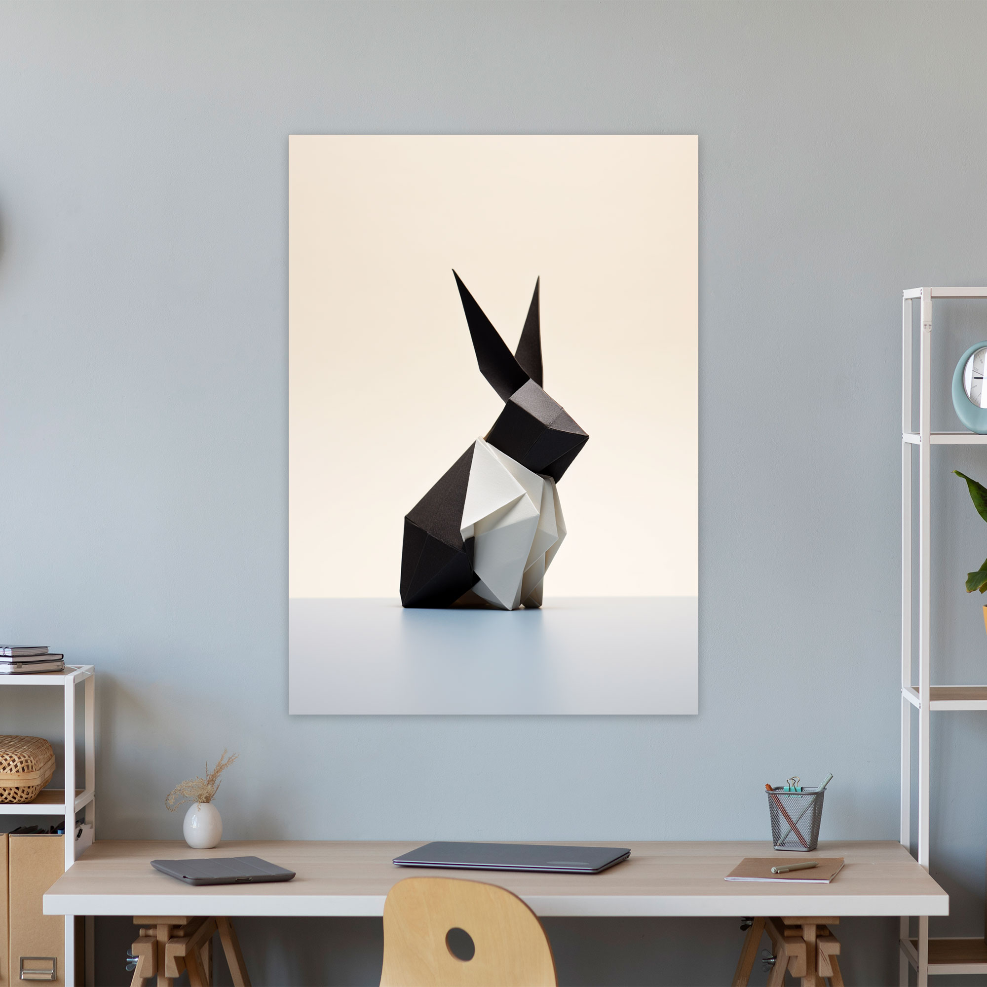 Minimalist Origami Rabbit Wall Art - Origami, Origami, Sleek, Style
