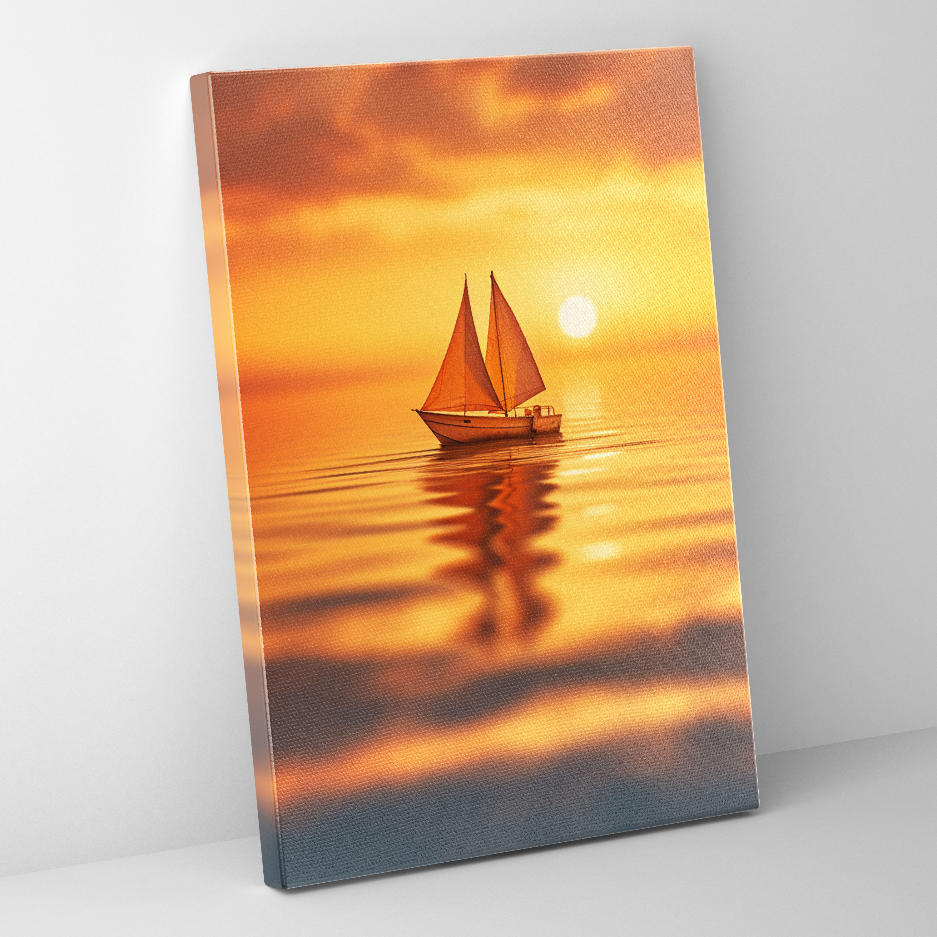 Sunset Origami Sailboat Canvas Print - Origami, Wanderlust, Golden Sunset, Canvas Wall Art