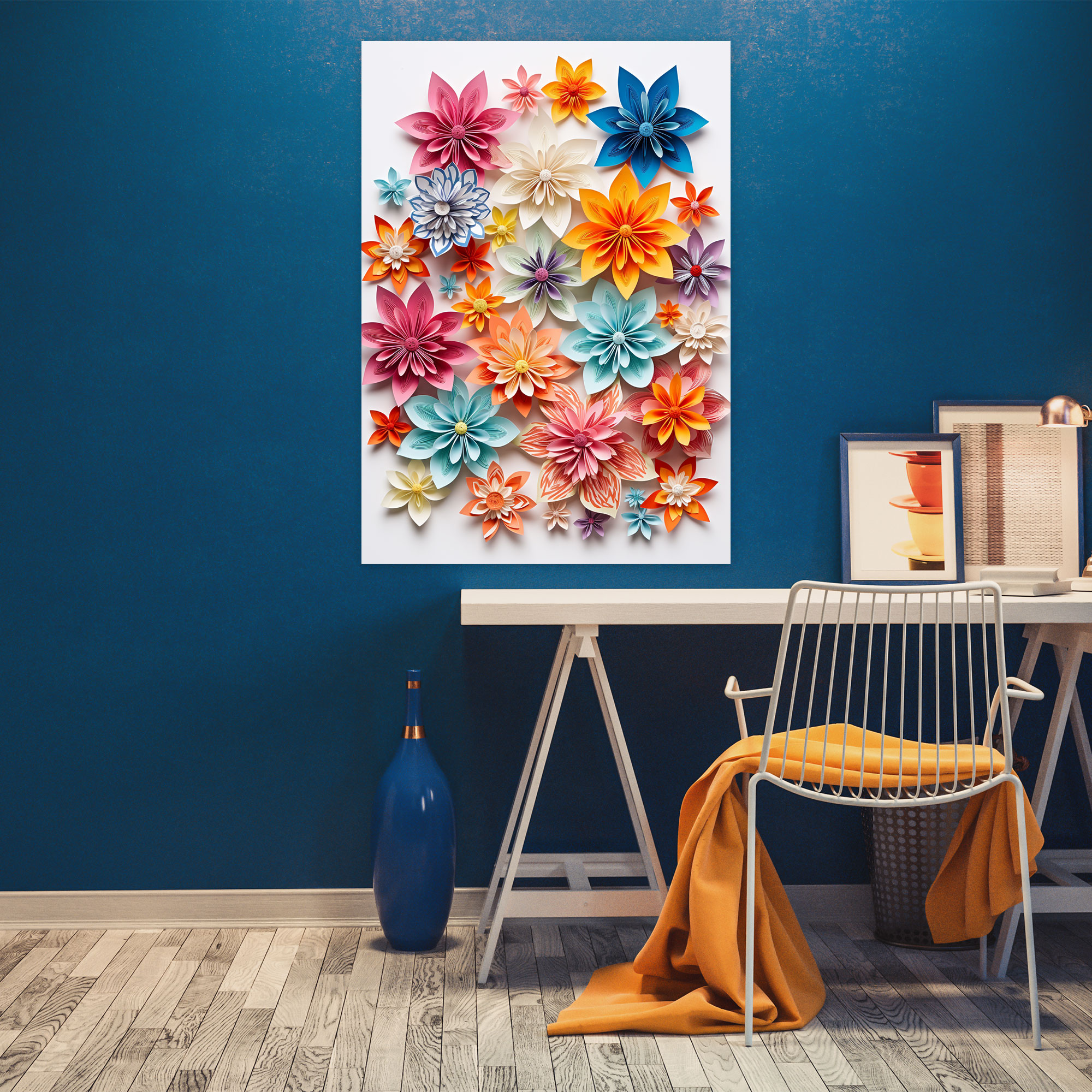 Colorful Origami Flowers Canvas Print - Origami, Vibrant Colors, Origami, Delightful
