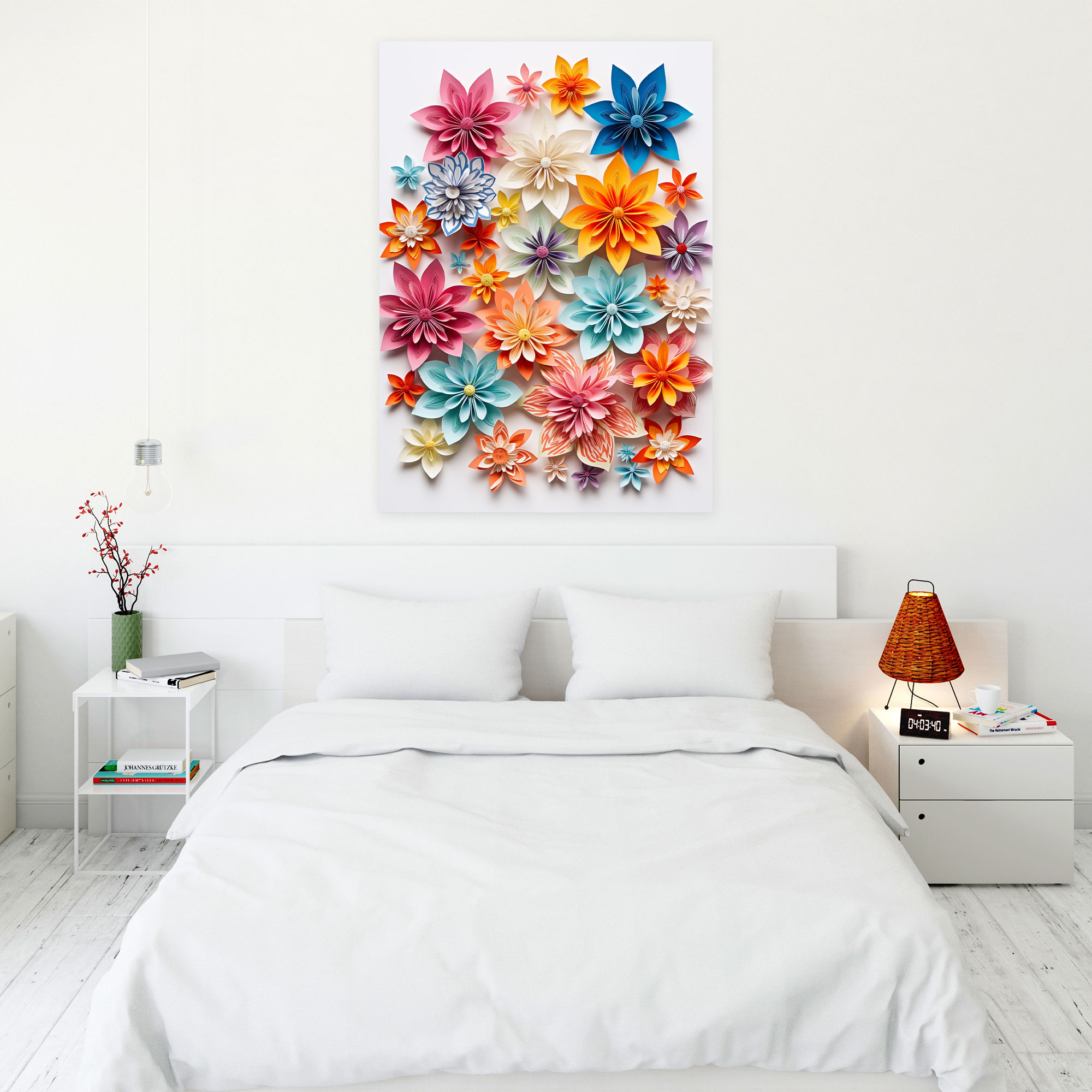 Colorful Origami Flowers Canvas Print - Origami, Vibrant Colors, Origami, Delightful