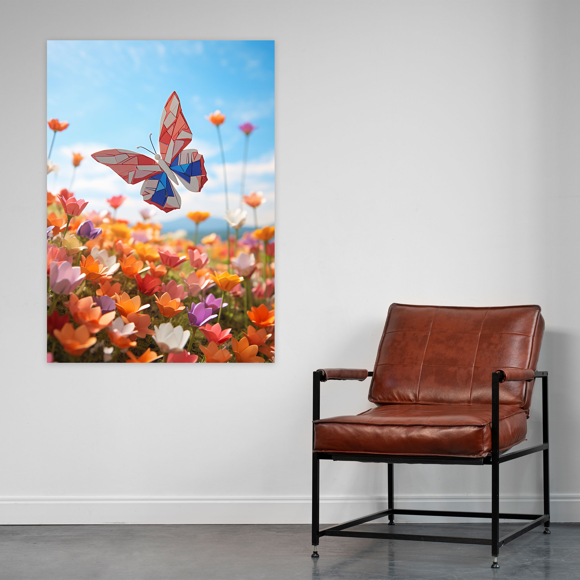 Wildflower Origami Butterfly Wall Art - Origami, Elegance, Captivating Scene, Grace Of Nature