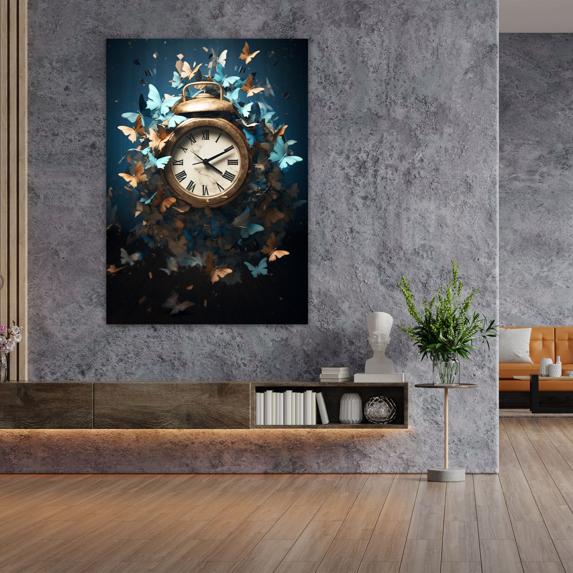 Origami Butterflies Clock Canvas Print - Origami, Canvas, Canvas Wall Art, Transformation
