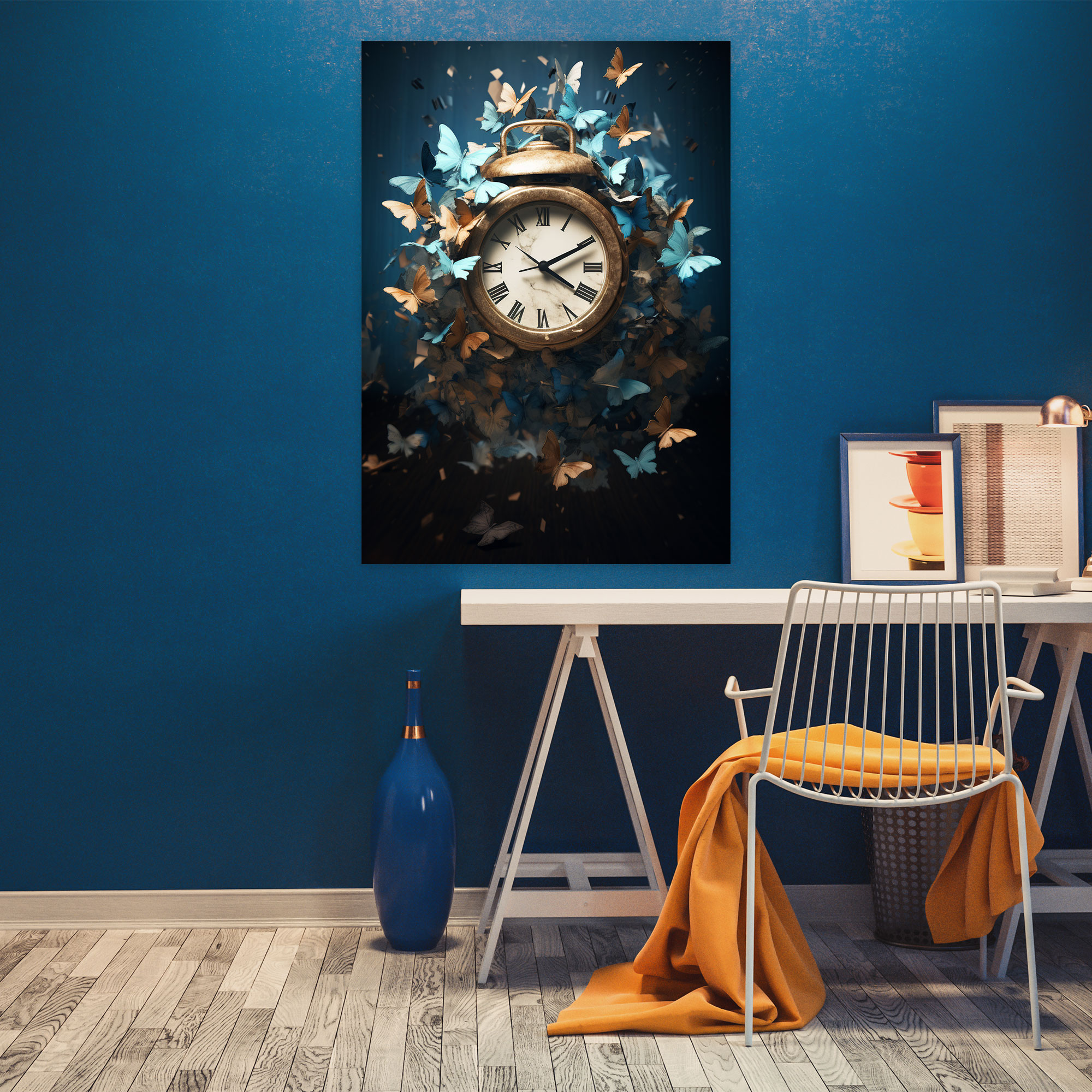 Origami Butterflies Clock Canvas Print - Origami, Canvas, Canvas Wall Art, Transformation