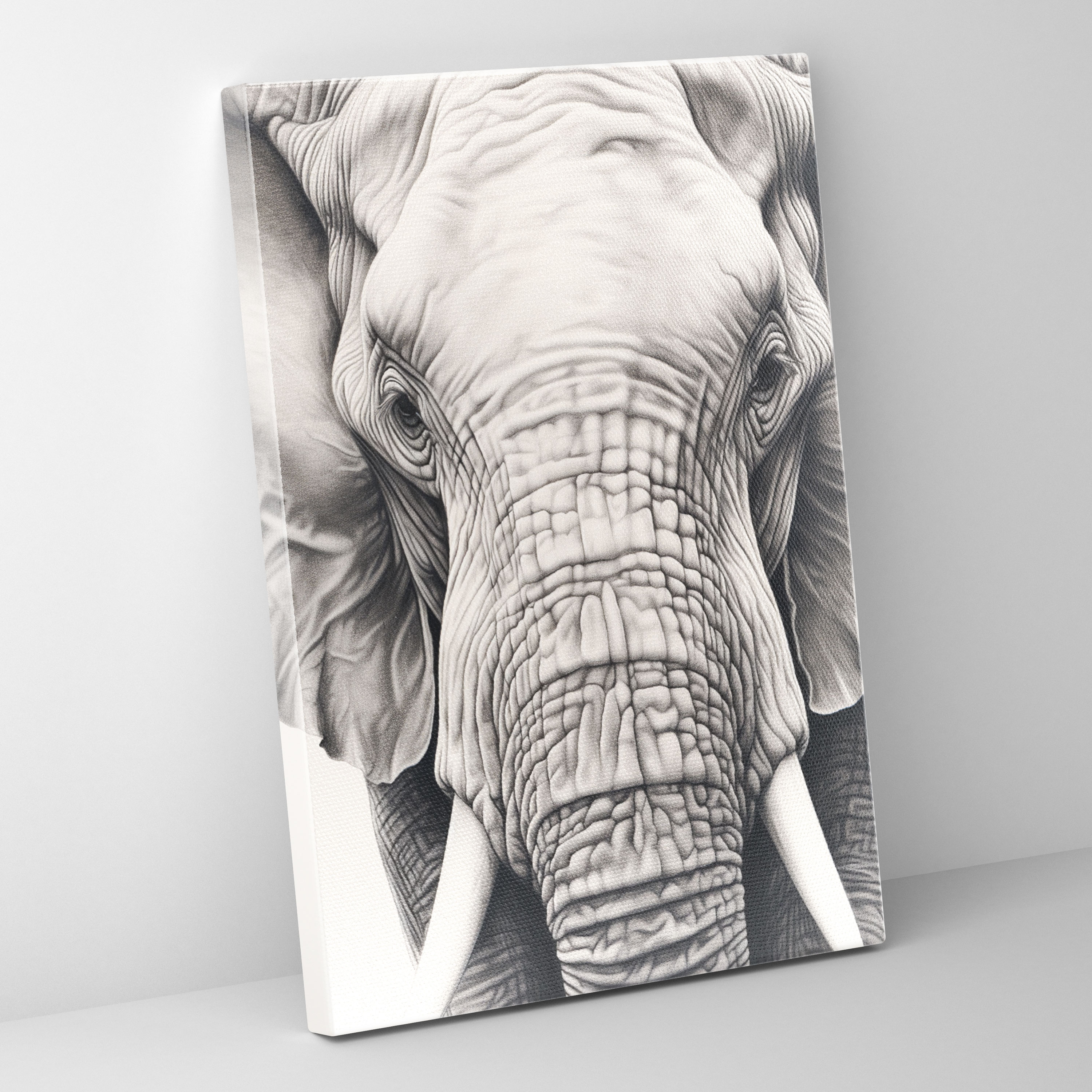 Origami Elephant Pencil Drawing Canvas Print - Origami, Wall Art, Home Decoration, Wall Decoration