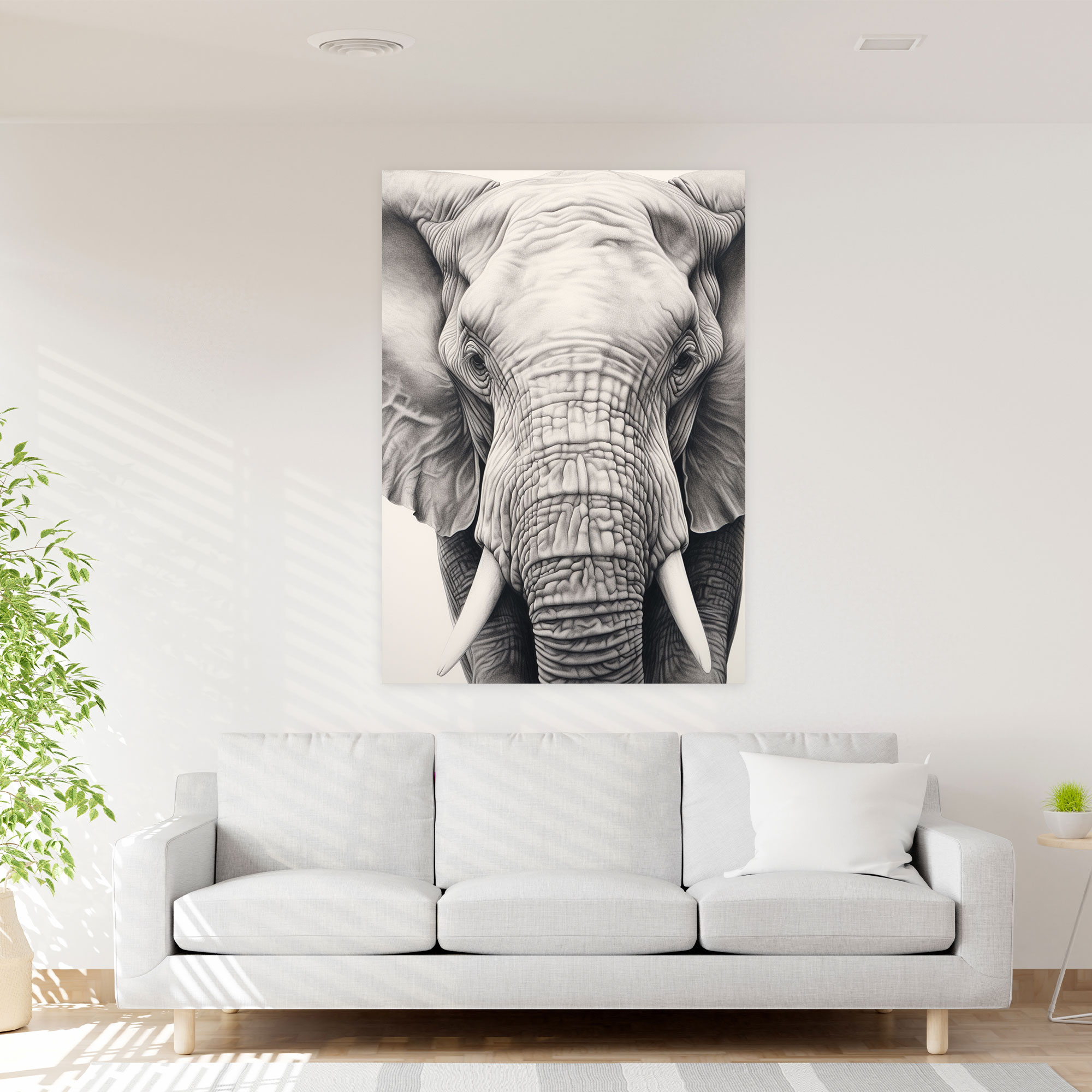 Origami Elephant Pencil Drawing Canvas Print - Origami, Wall Art, Home Decoration, Wall Decoration
