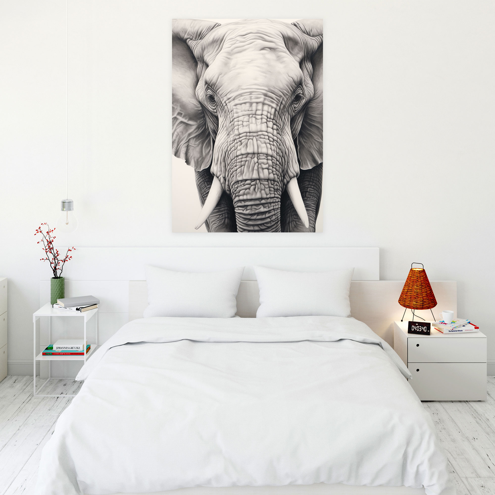 Origami Elephant Pencil Drawing Canvas Print - Origami, Wall Art, Home Decoration, Wall Decoration