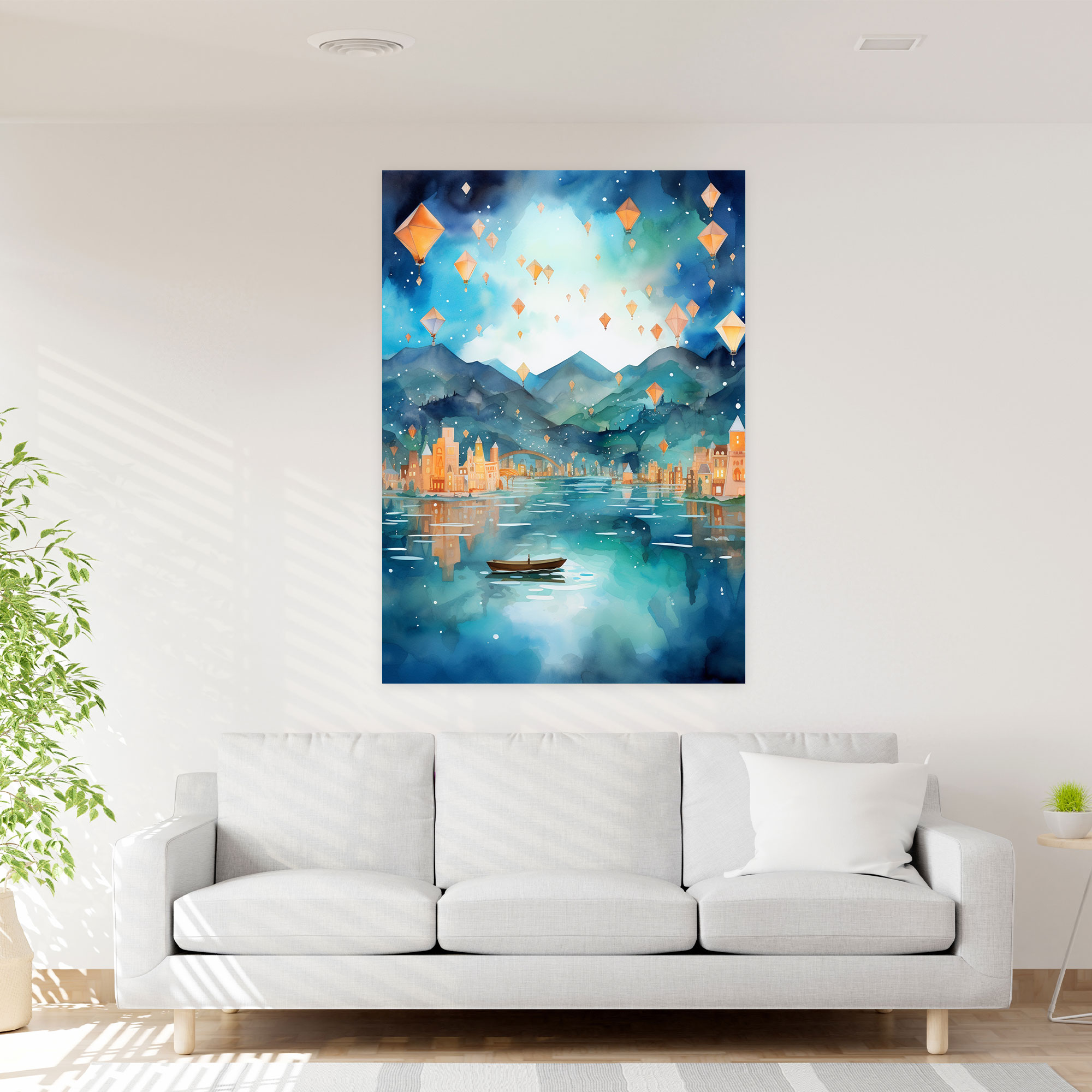 Origami Boats Lanterns Canvas Print - Origami, Canvas, Floating Lanterns, Origami Boats