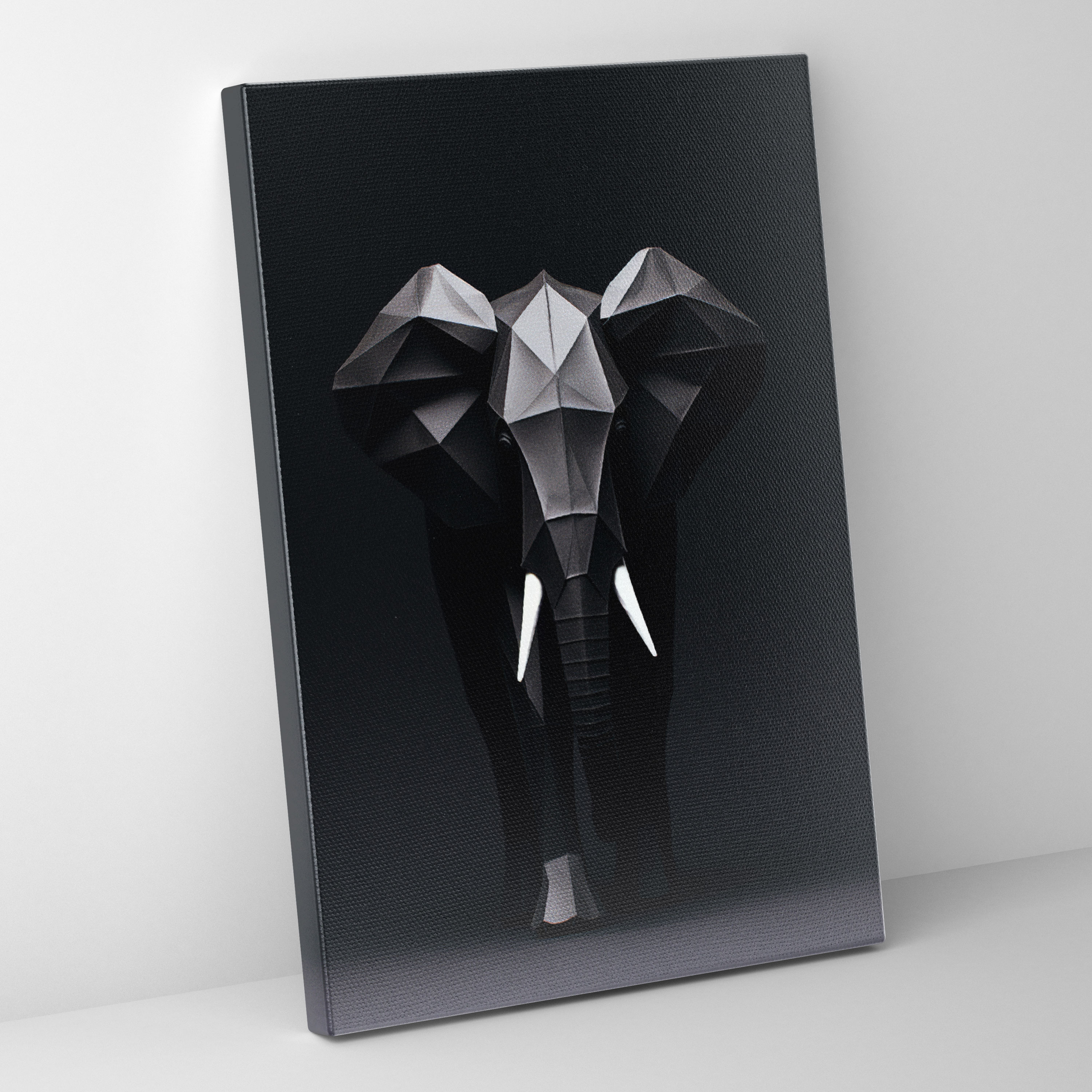 Origami Elephant Wall Art - Origami, Black And White, Strength, Canvas Print