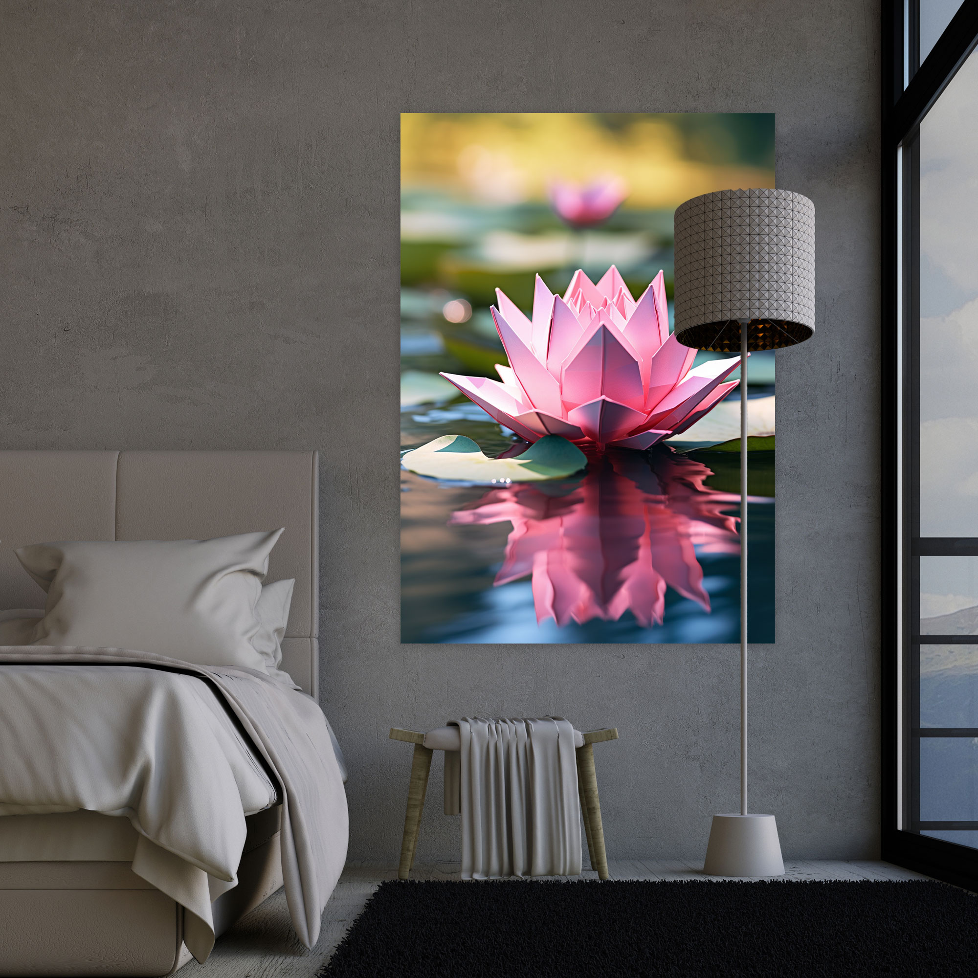 Origami Lotus Flower Wall Art - Origami, Canvas Print, Canvas, Home Decoration