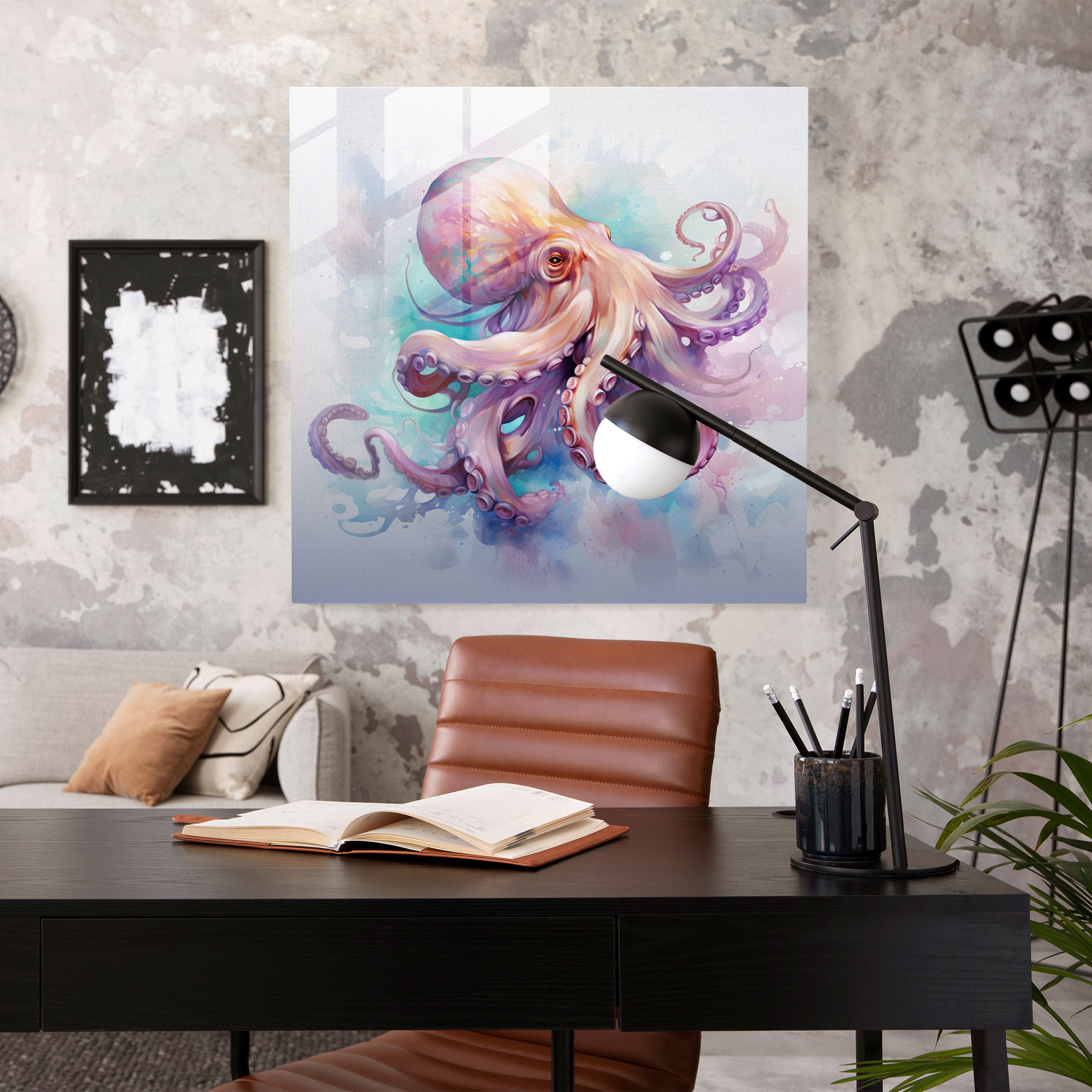 Ethereal Octopus Glass Print - Octopus, Glass Print, Home Decoration, Glass Art