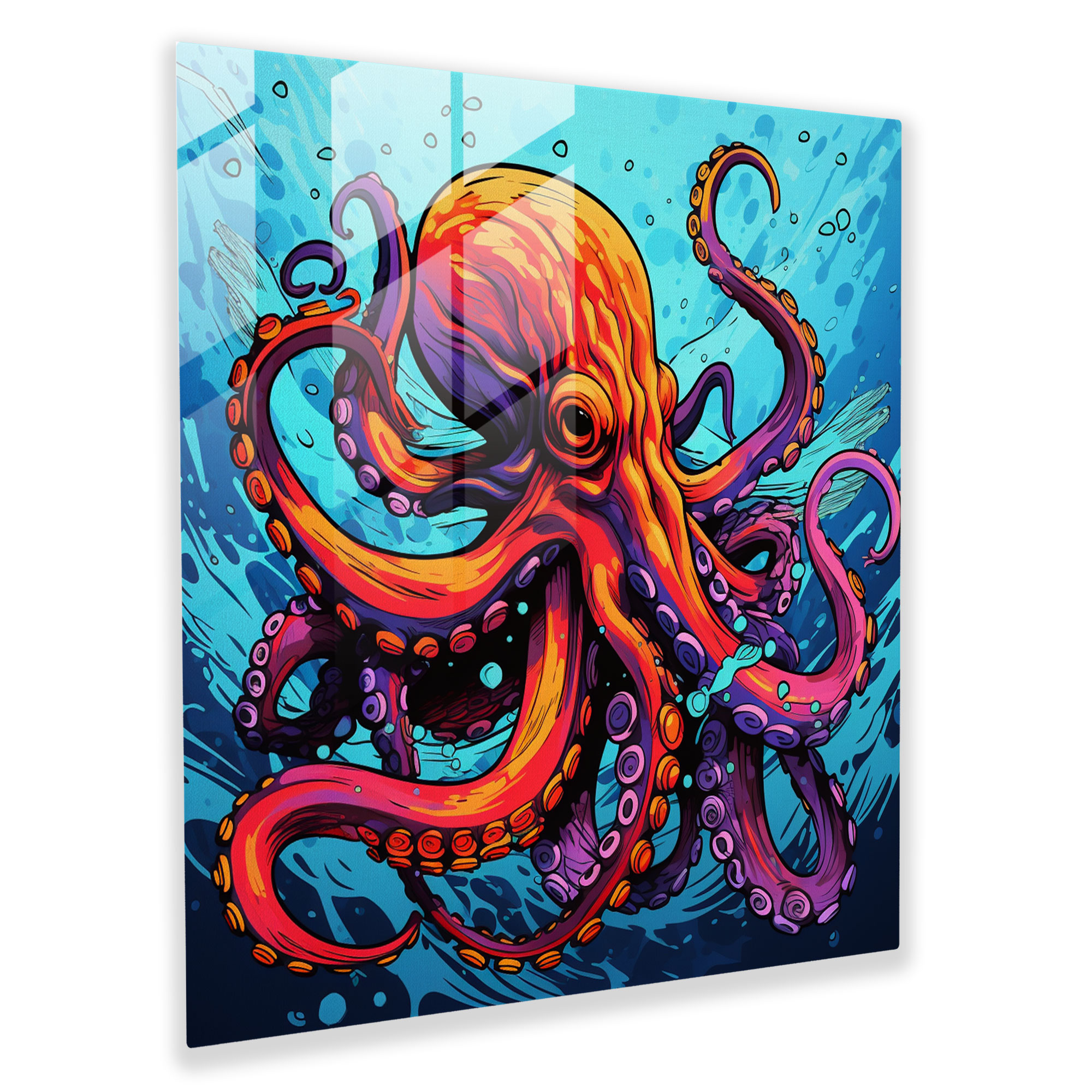 Pop Octopus Glass Print - Octopus, Glass Wall Art, Glass Print, Glass Art