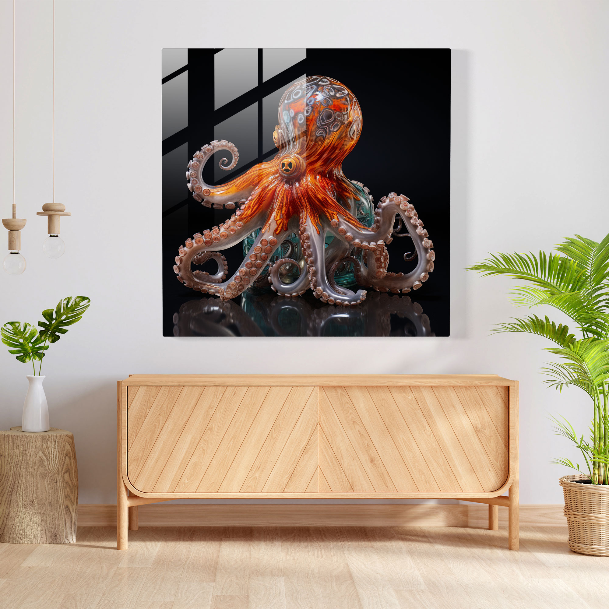 Octopus Glass Print - Realistic Lifelike Wall Decoration - Octopus, Glass Art, Wall Decoration, Modern Art