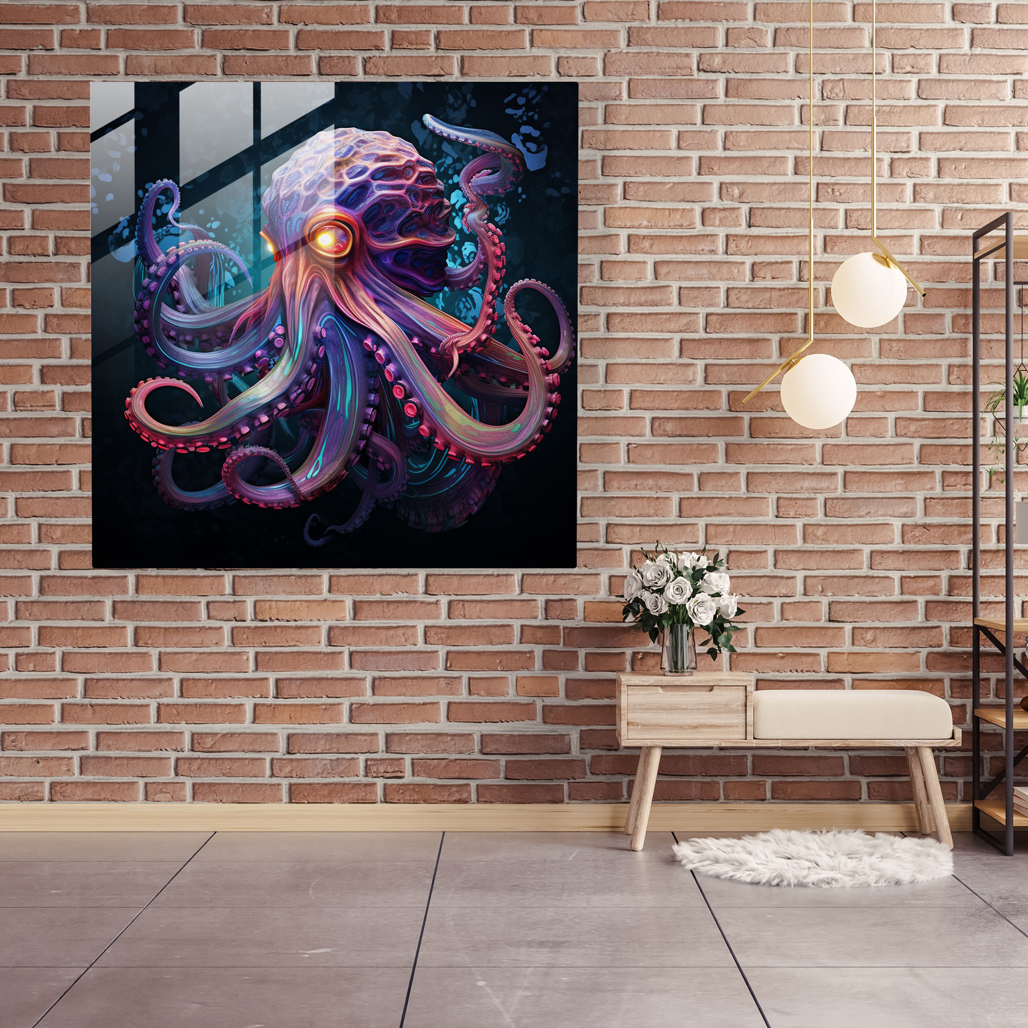 Mystical Octopus Glass Print - Octopus, Wall Decoration, Vibrant, Octopus