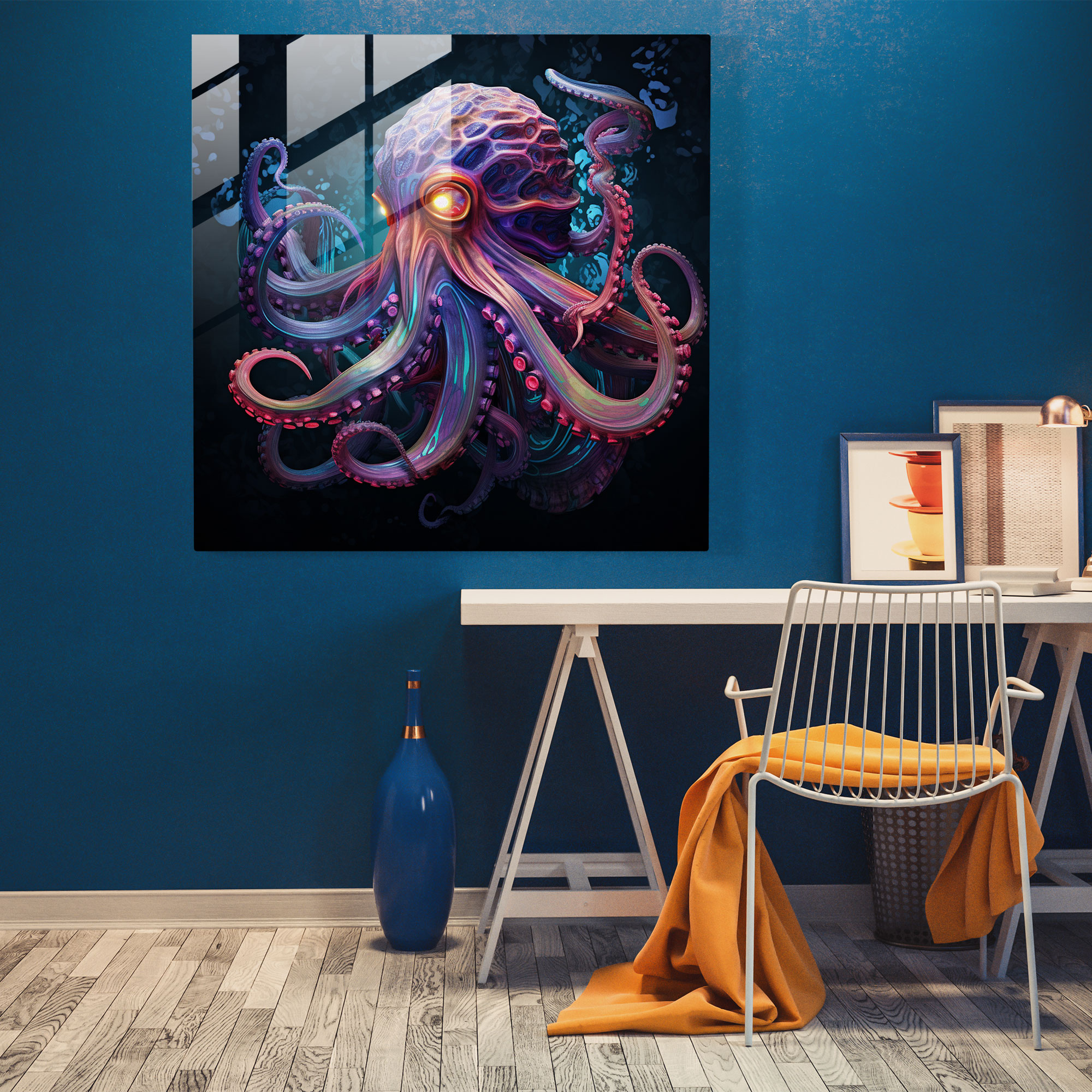 Mystical Octopus Glass Print - Octopus, Wall Decoration, Vibrant, Octopus