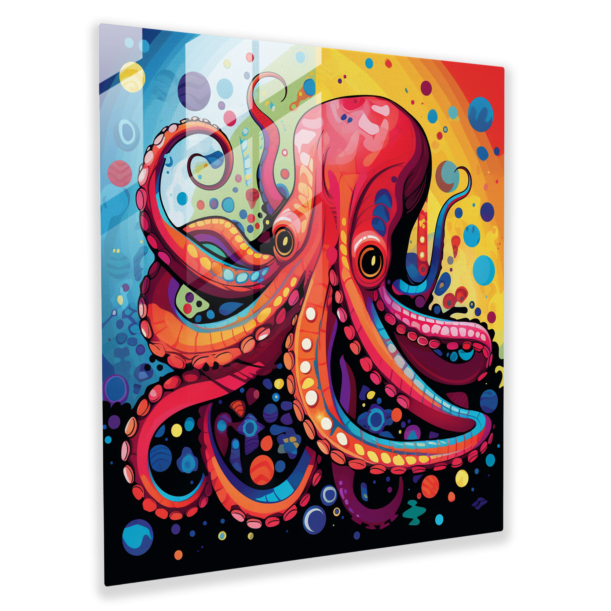 Octopus Glass Print - Pop Art Octopus Wall Art - Octopus, Home Decoration, Glass Wall Art, Glass Art