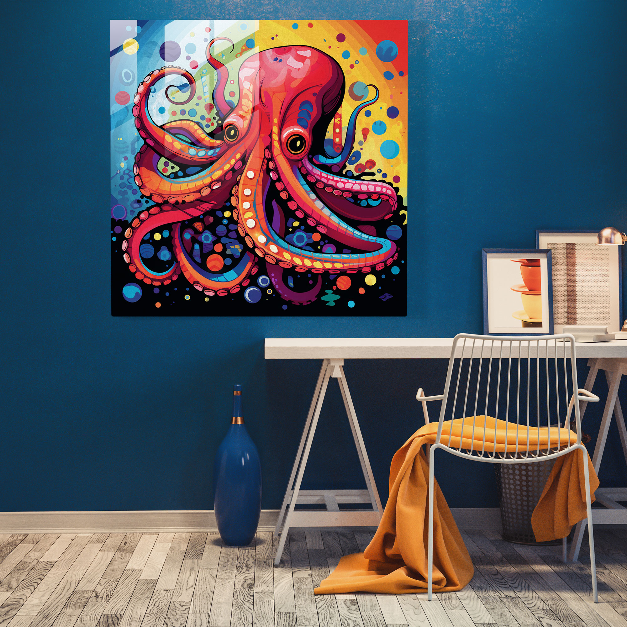 Octopus Glass Print - Pop Art Octopus Wall Art - Octopus, Home Decoration, Glass Wall Art, Glass Art