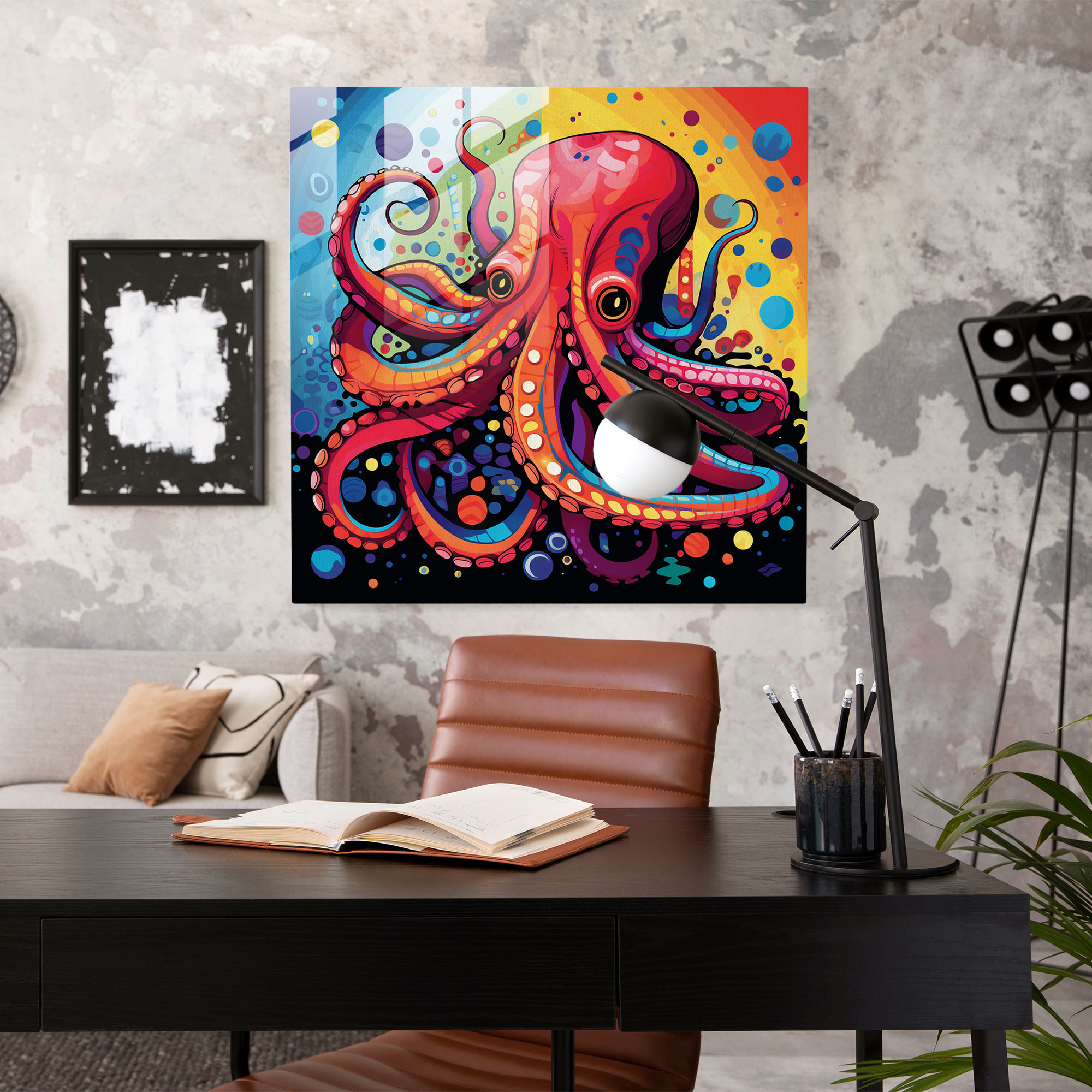 Octopus Glass Print - Pop Art Octopus Wall Art - Octopus, Home Decoration, Glass Wall Art, Glass Art