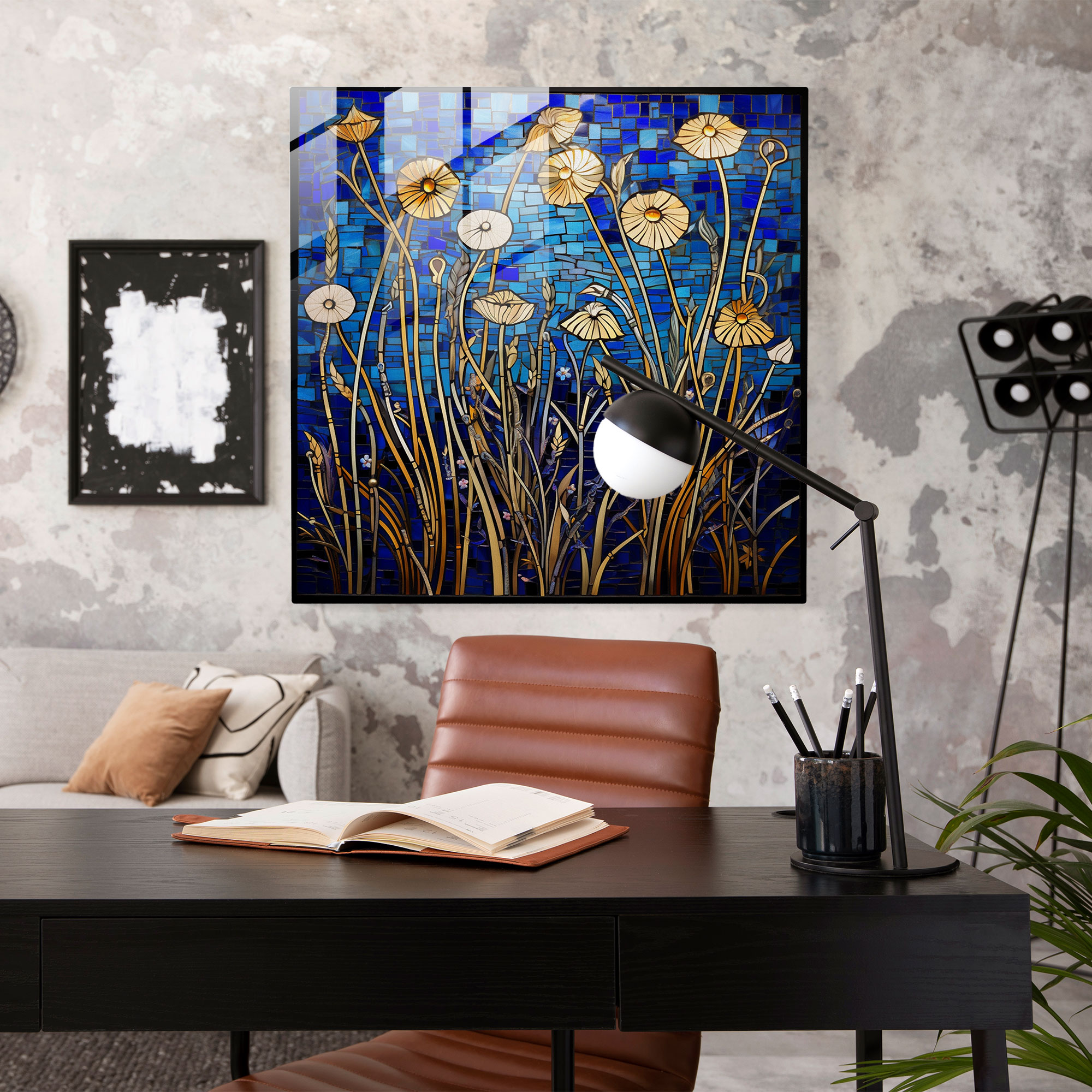 Papirus Desenli Cam Tablo - Ev Dekorasyonu Zarafet Modern Sanat