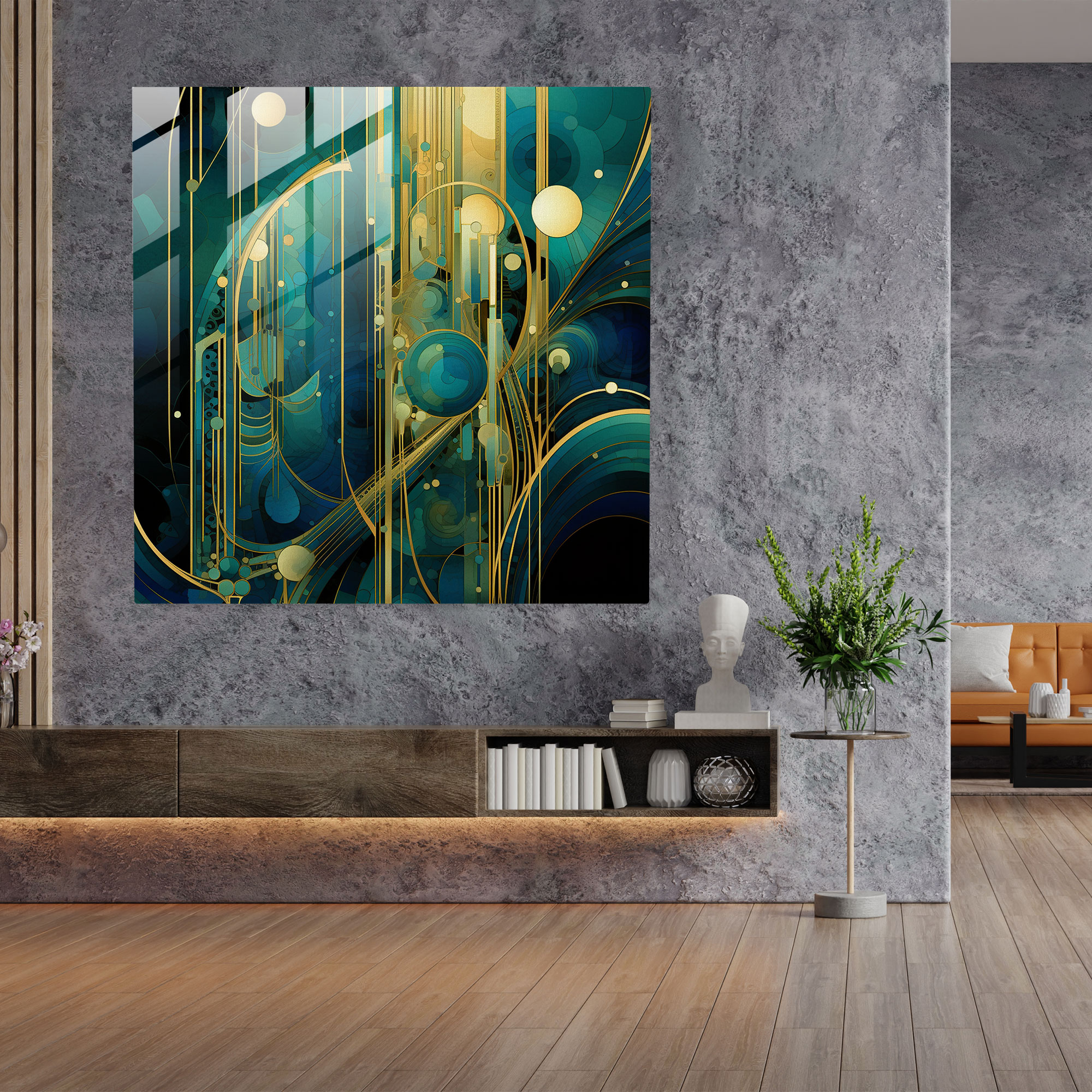 Papyrus Glass Print: Abstract Egyptian Patterns - Papyrus, Abstract, Papyrus, Gold