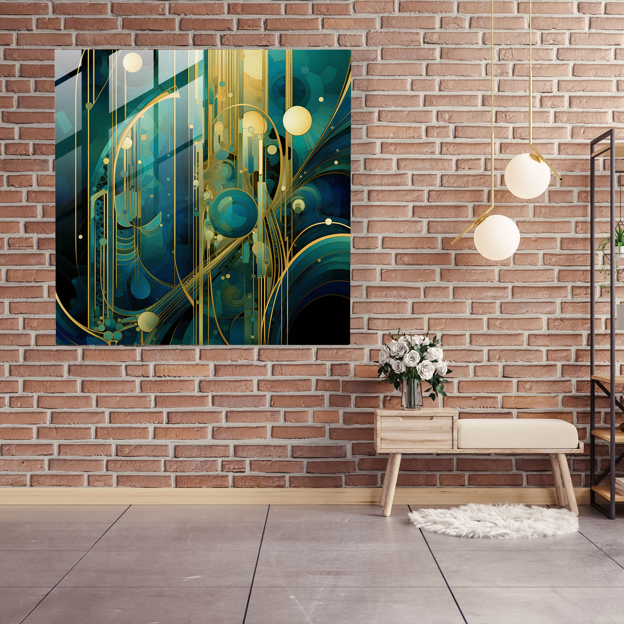 Papyrus Glass Print: Abstract Egyptian Patterns - Papyrus, Abstract, Papyrus, Gold
