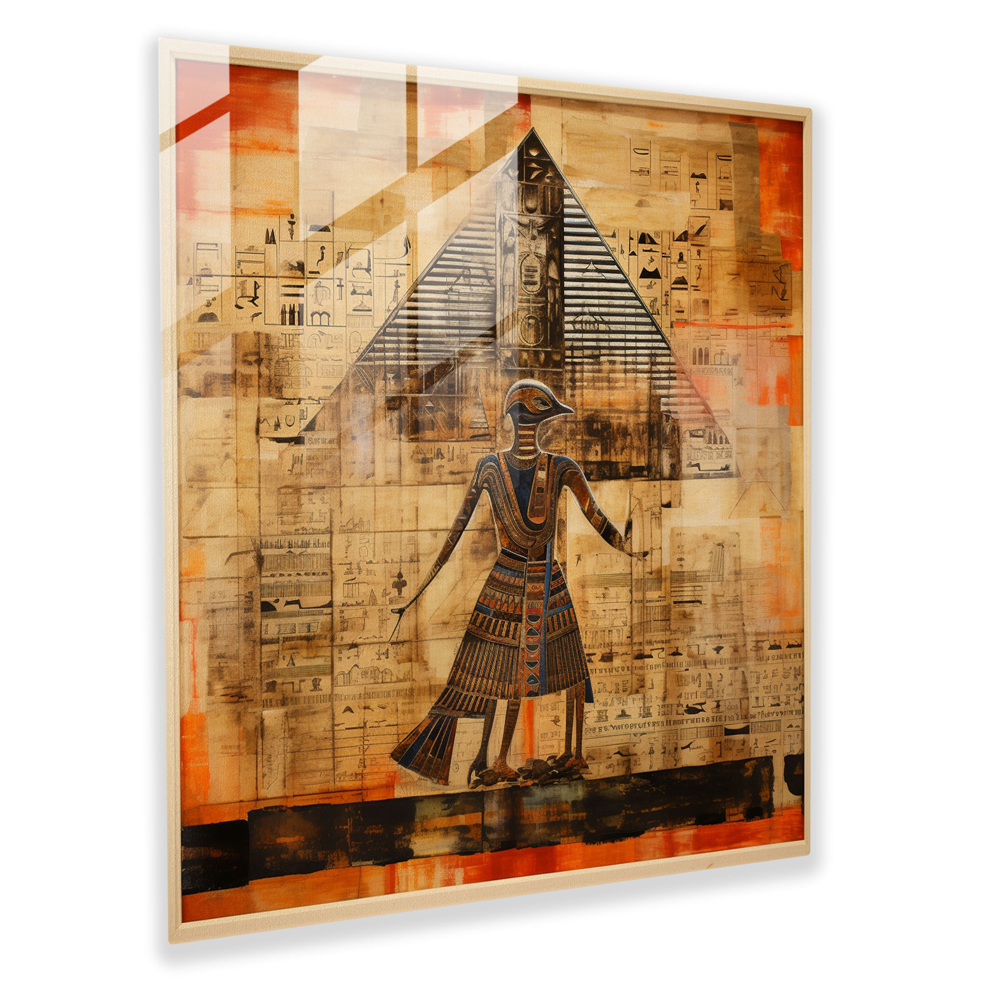 Papyrus Glass Print: Hieroglyphic Fusion - Papyrus, Egyptian Papyrus, Glass Wall Art, Modern Art
