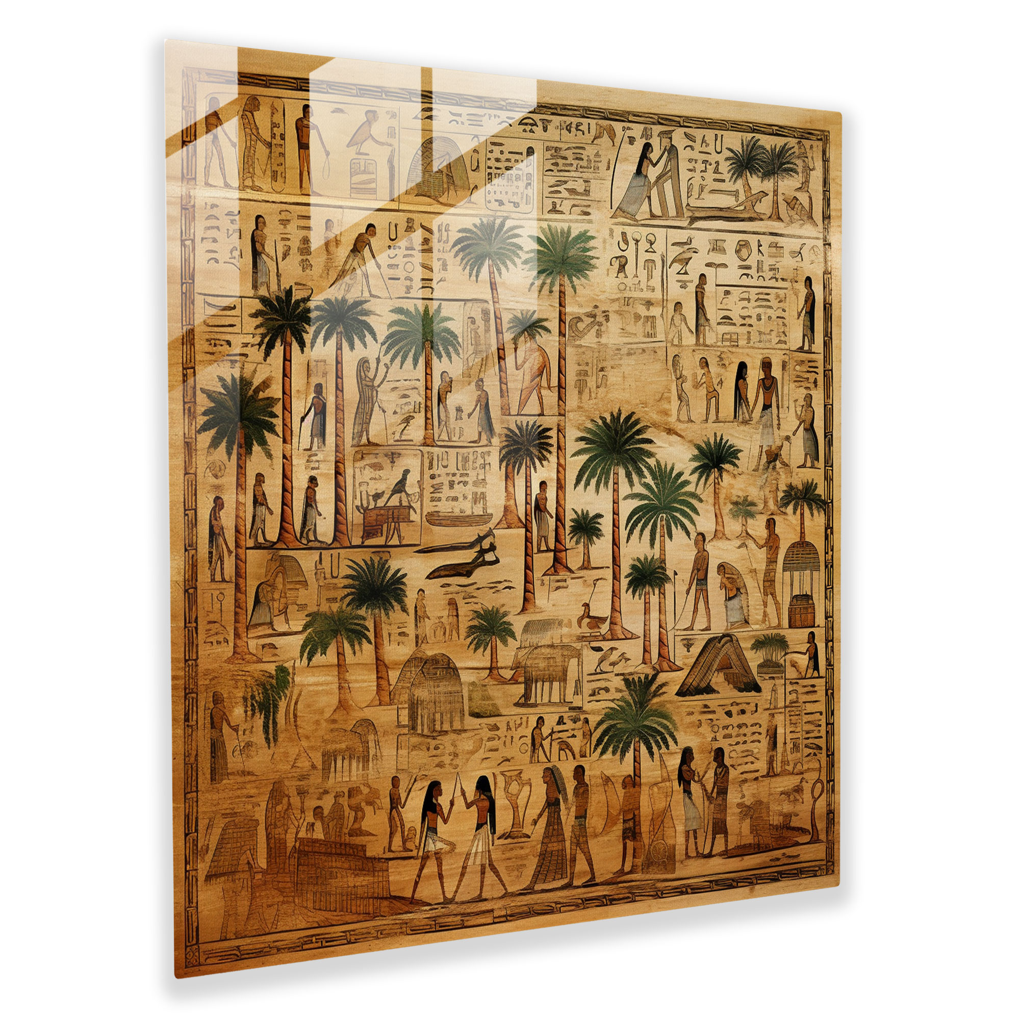 Papyrus Glass Print: Ancient Egyptian Hieroglyphics - Papyrus, Glass Print, Modern Art, Home Decoration