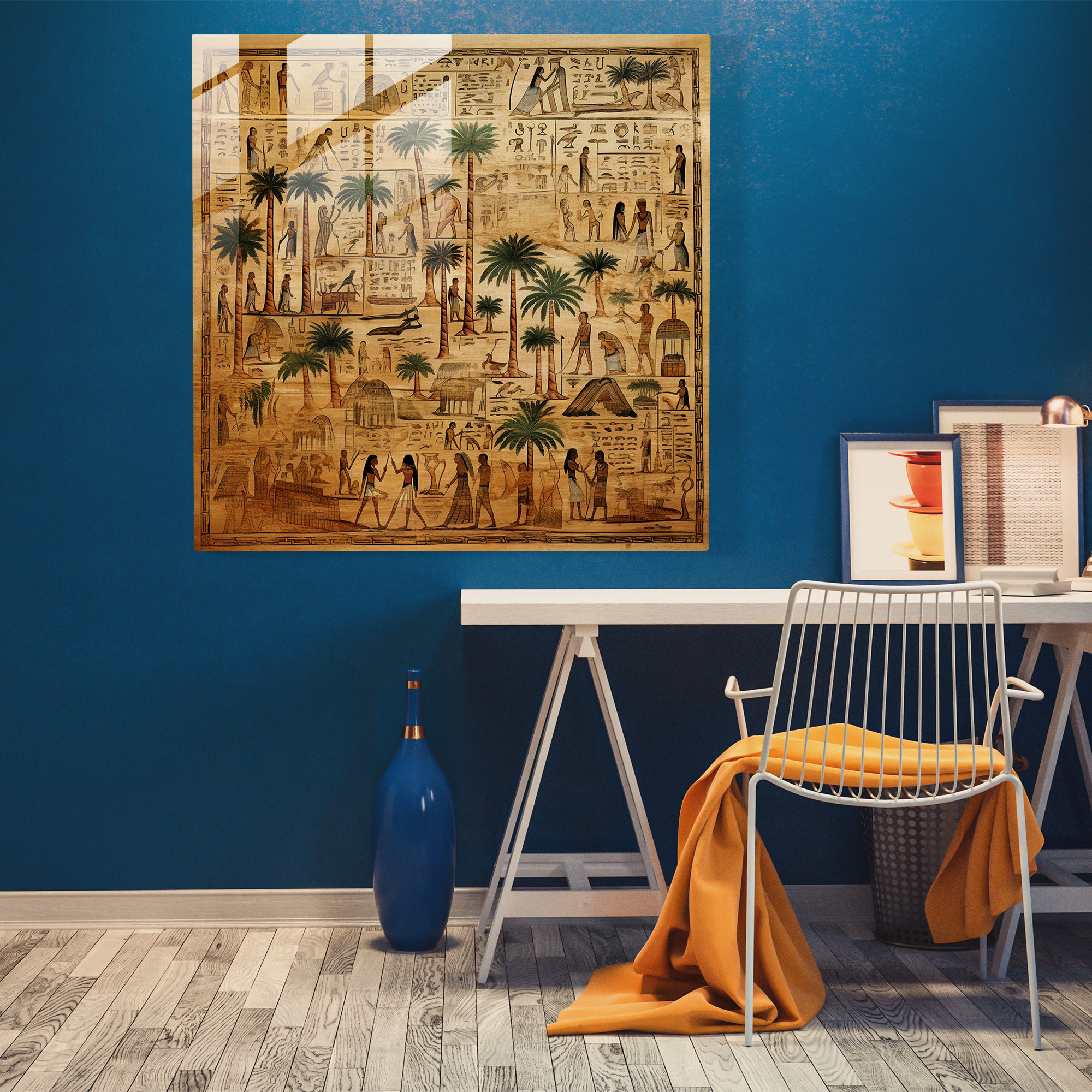 Papyrus Glass Print: Ancient Egyptian Hieroglyphics - Papyrus, Glass Print, Modern Art, Home Decoration