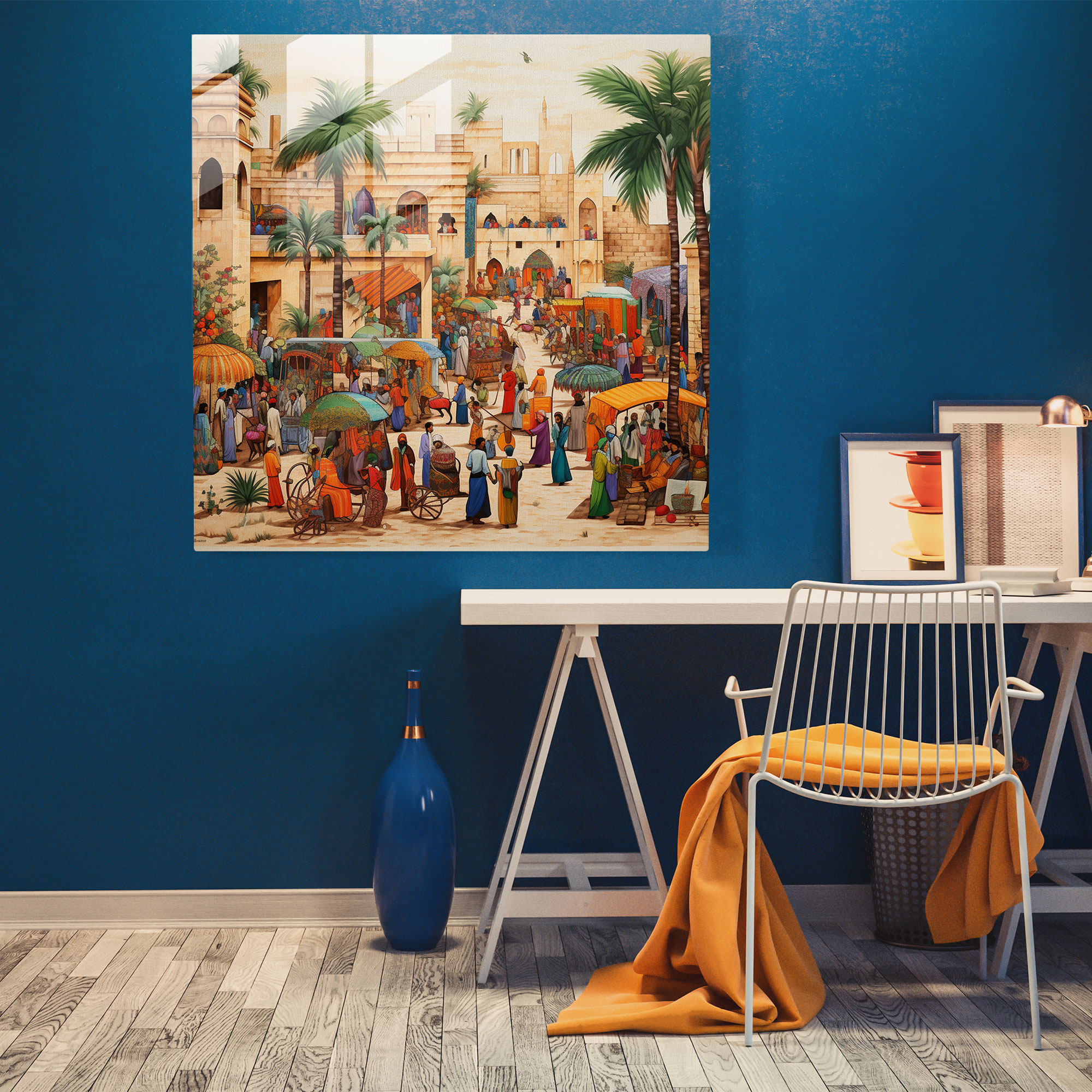 Canlı Mısır Çarşısı Temalı Cam Tablo: Papyrus Canlı Modern Sanat Mısır Çarşısı