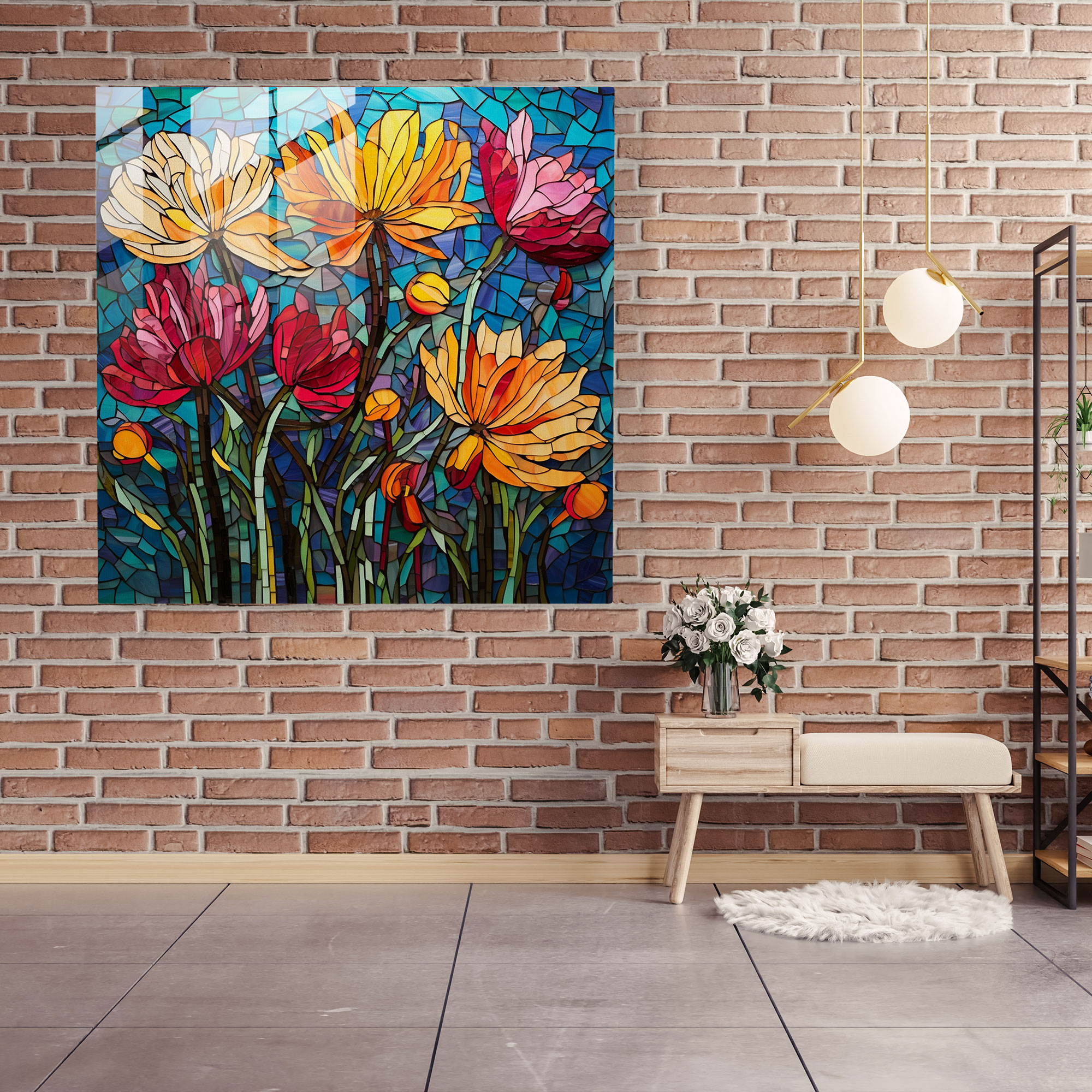 Papyrus Stained Glass Wall Decoration - Papyrus, Home Decoration, Vibrant Hues, Glass Print