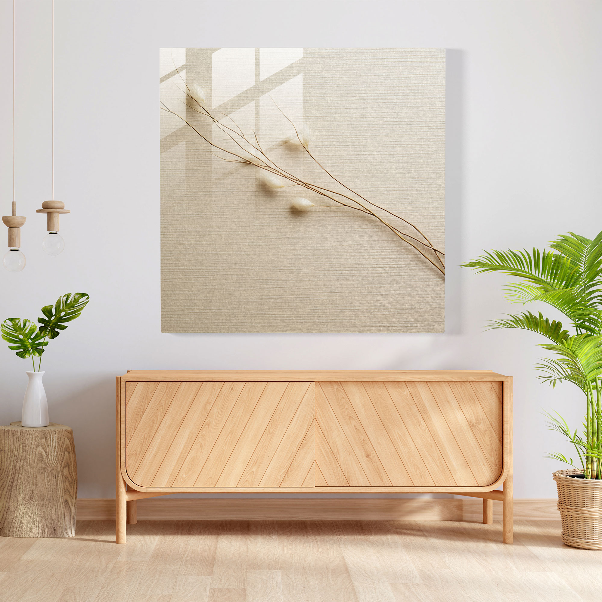 Dokulu Pergament Cam Tablo - Pergament Minimalist Dokulu Lifler Duvar Dekorasyonu