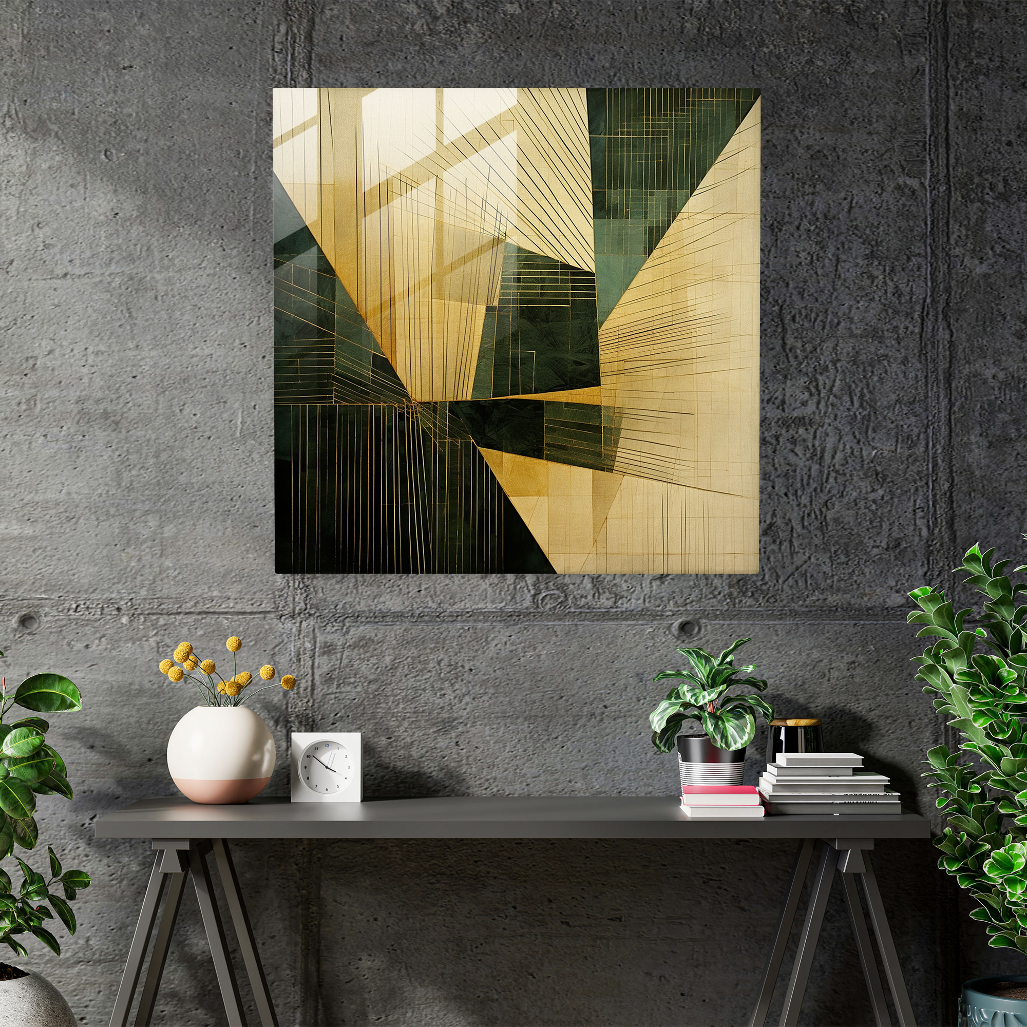 Geometric Papyrus Glass Print - Papyrus, Home Decoration, Geometric Abstraction, Wall Decoration
