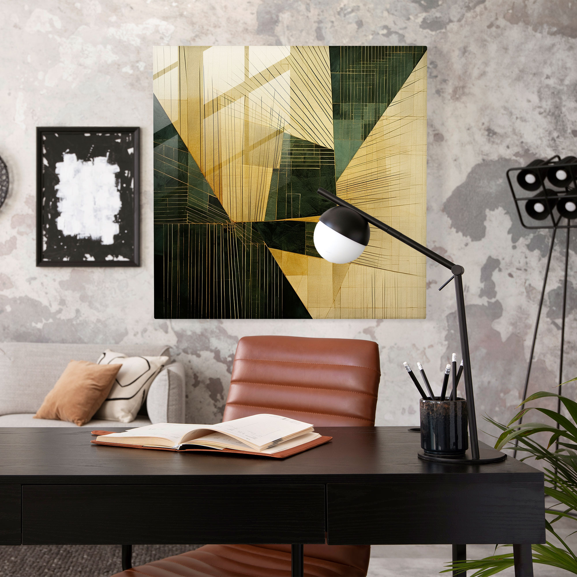 Geometric Papyrus Glass Print - Papyrus, Home Decoration, Geometric Abstraction, Wall Decoration
