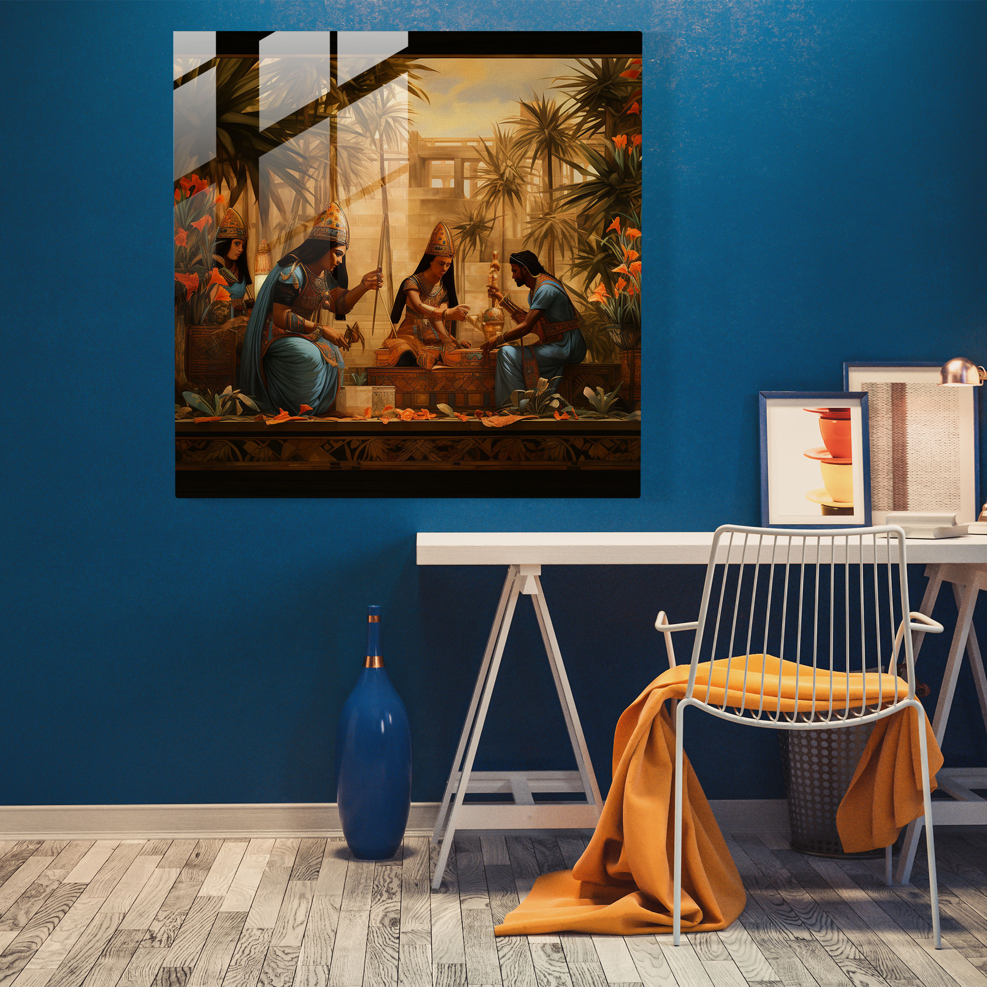 Renaissance Papyrus Glass Wall Art - Papyrus, Rich Colors, Renaissance-Inspired, Glass Art