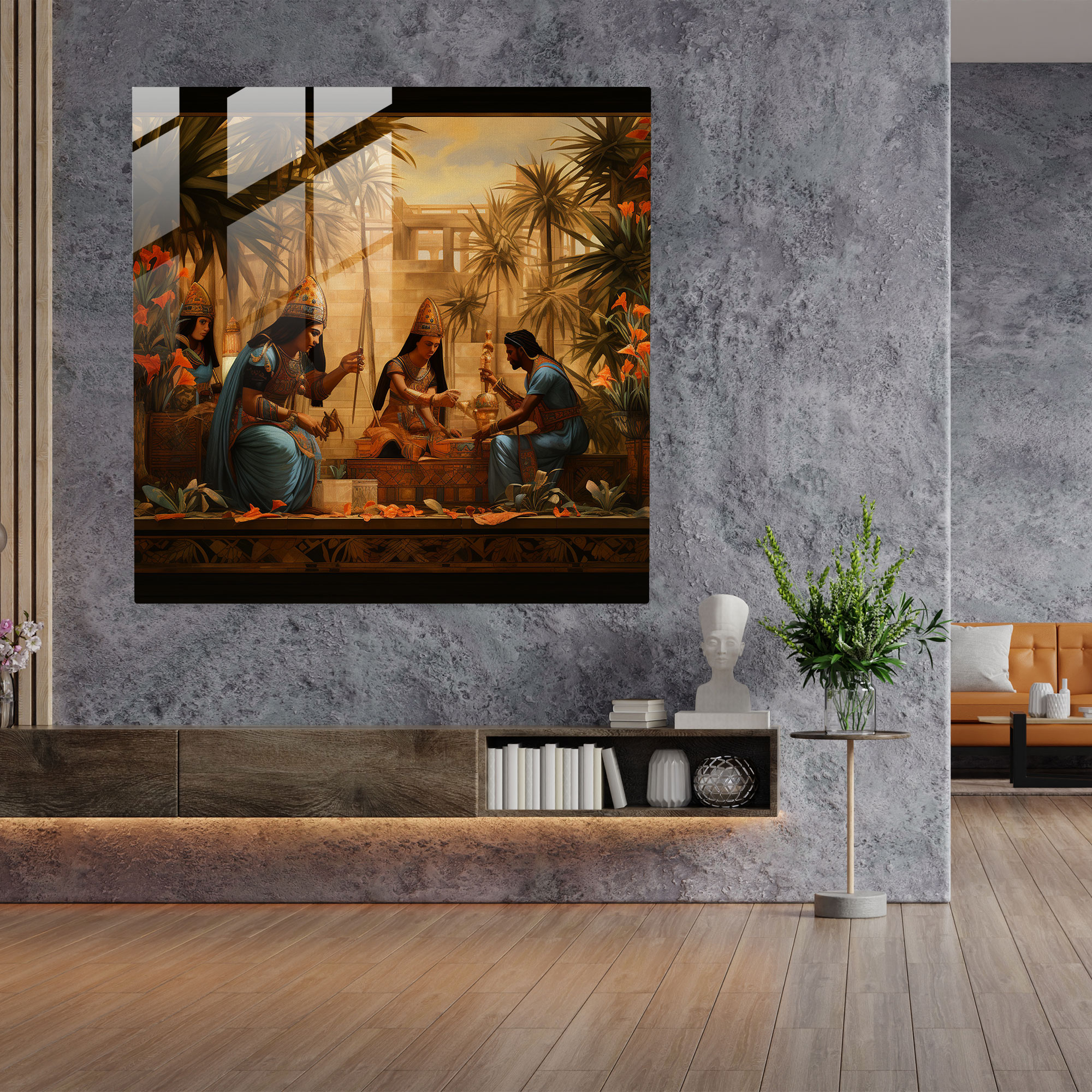 Renaissance Papyrus Glass Wall Art - Papyrus, Rich Colors, Renaissance-Inspired, Glass Art