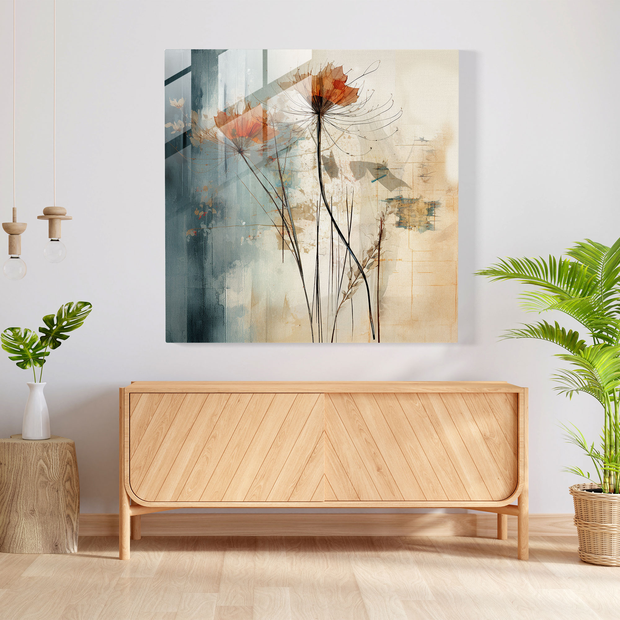 Contemporary Papyrus Glass Print - Papyrus, Digital Mixed Media, Textures, Wall Decoration