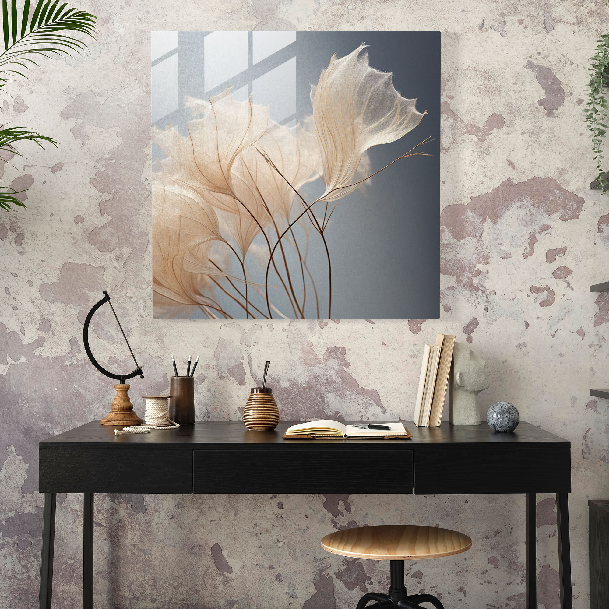 Delicate Papyrus Glass Print - Papyrus, Papyrus, Home Decoration, Delicate