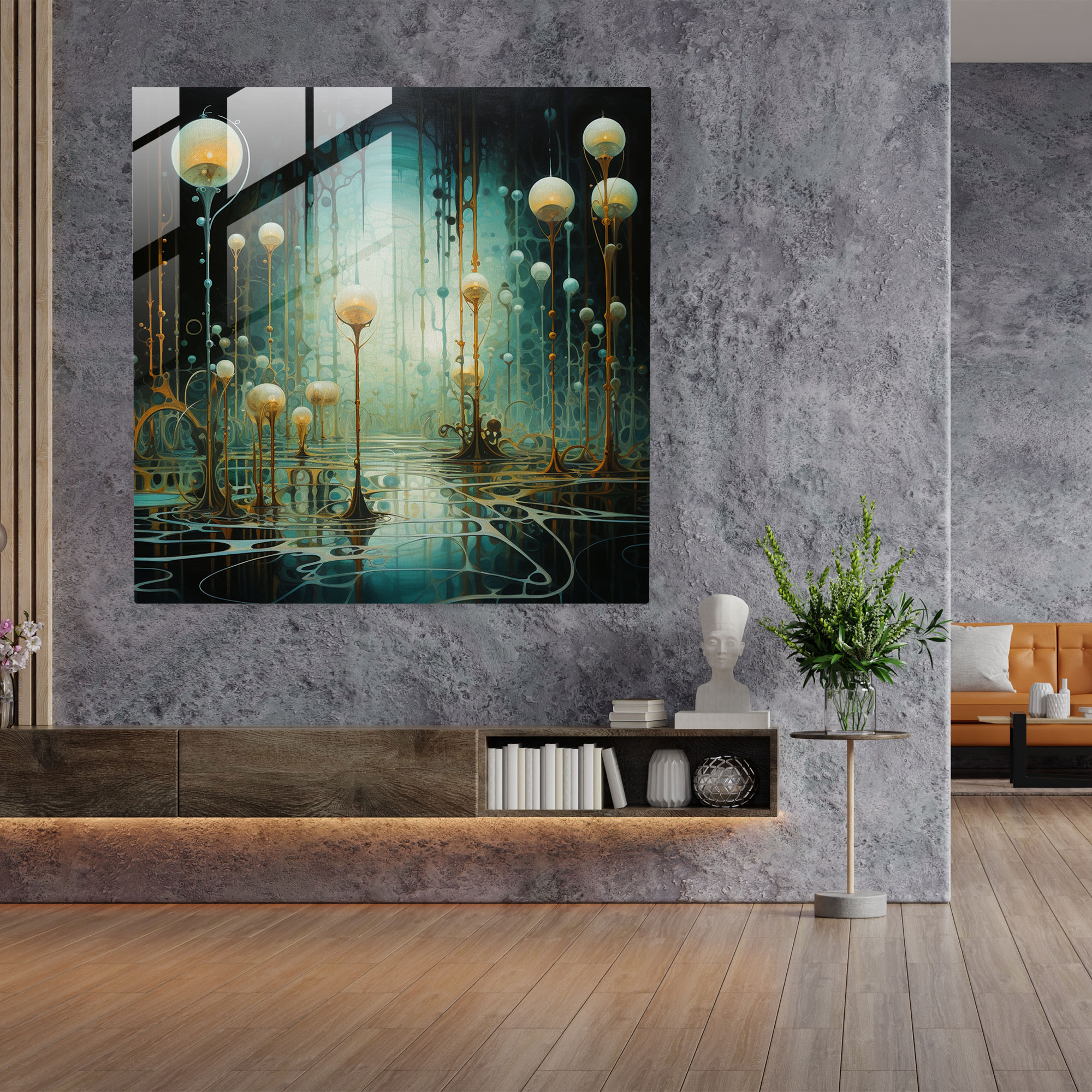 Ethereal Papyrus Glass Wall Art - Papyrus, Ethereal, Wall Decoration, Glass Art