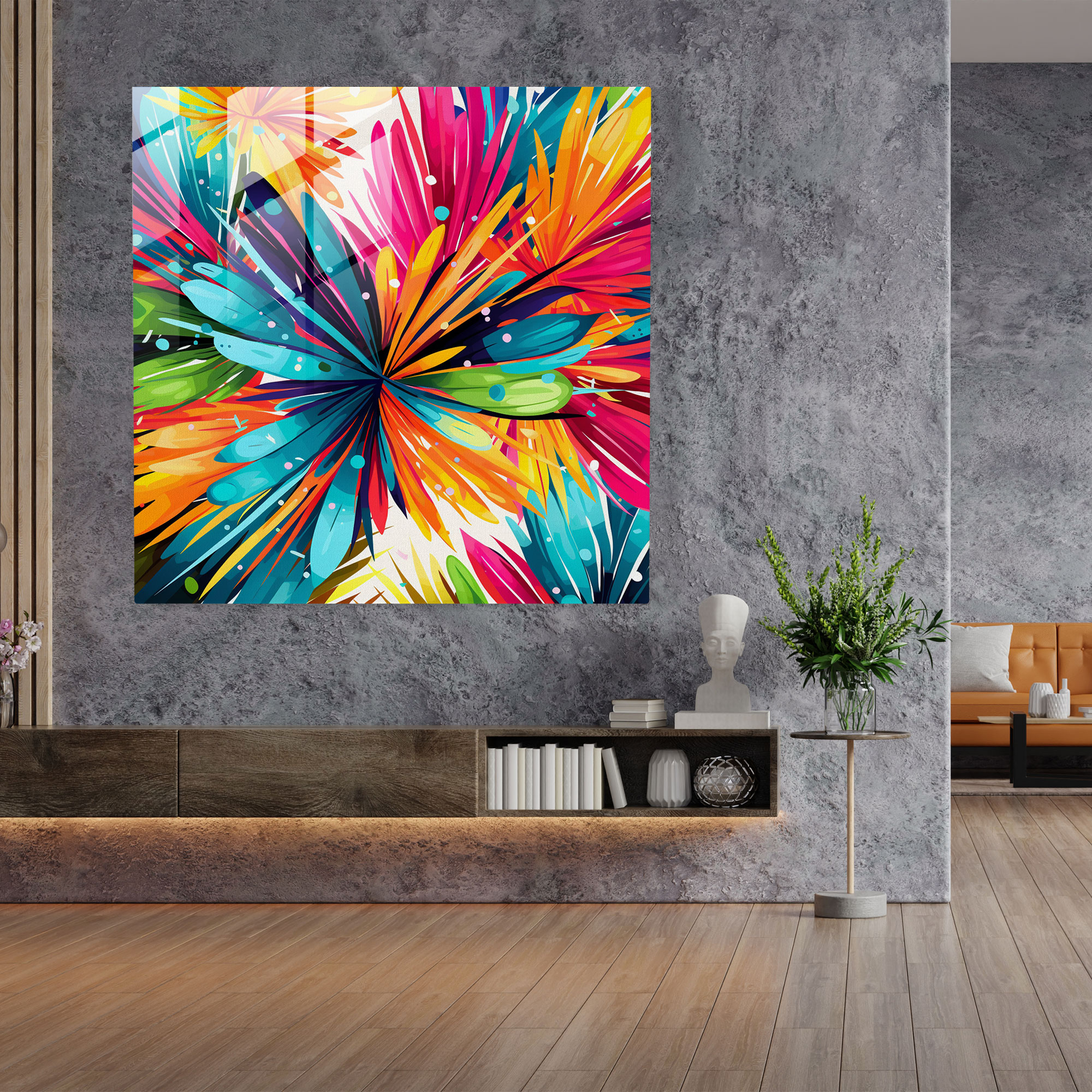 Cheerful Papyrus Glass Print - Papyrus, Wall Decoration, Modern Art, Glass Art