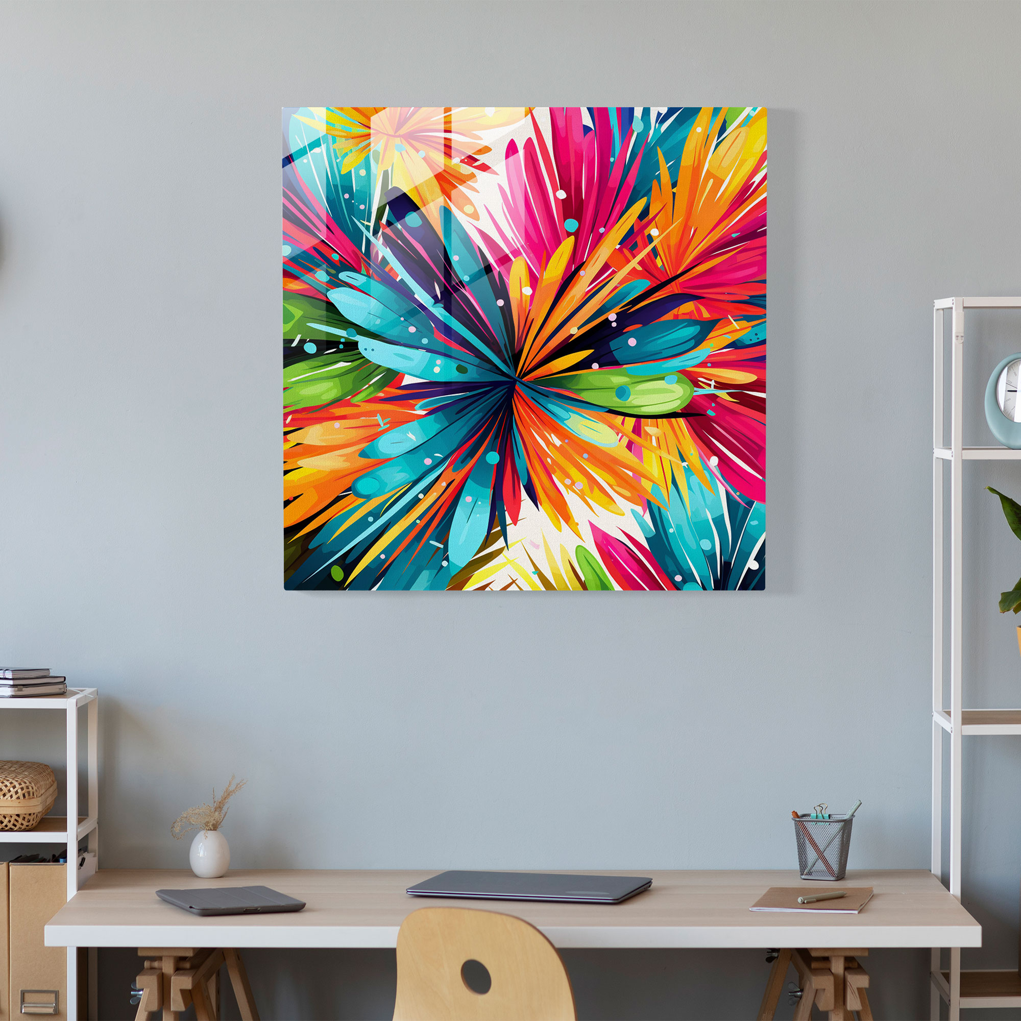Cheerful Papyrus Glass Print - Papyrus, Wall Decoration, Modern Art, Glass Art